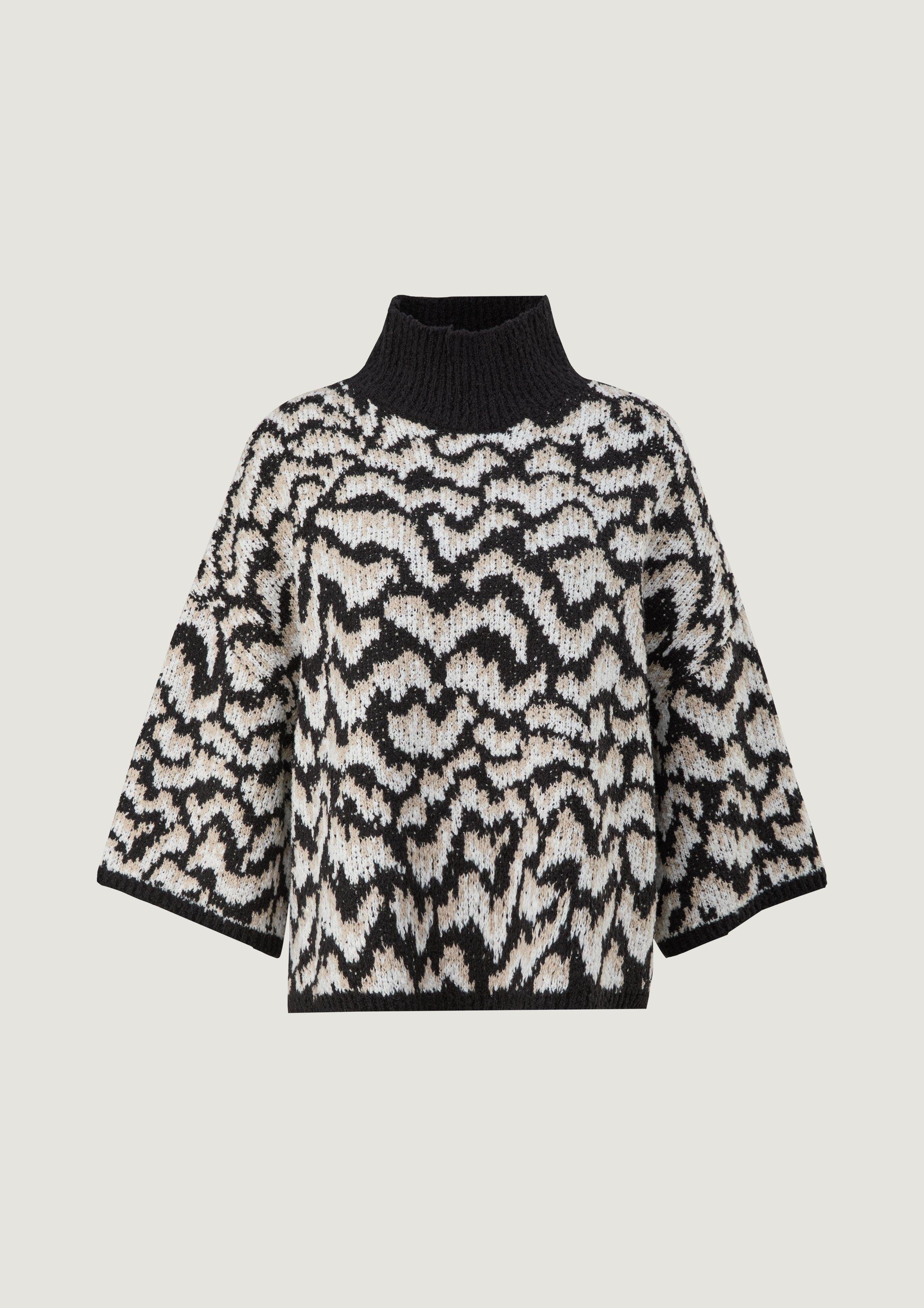 casual mit Poncho comma Schmuckset identity Bouclé-Allovermuster