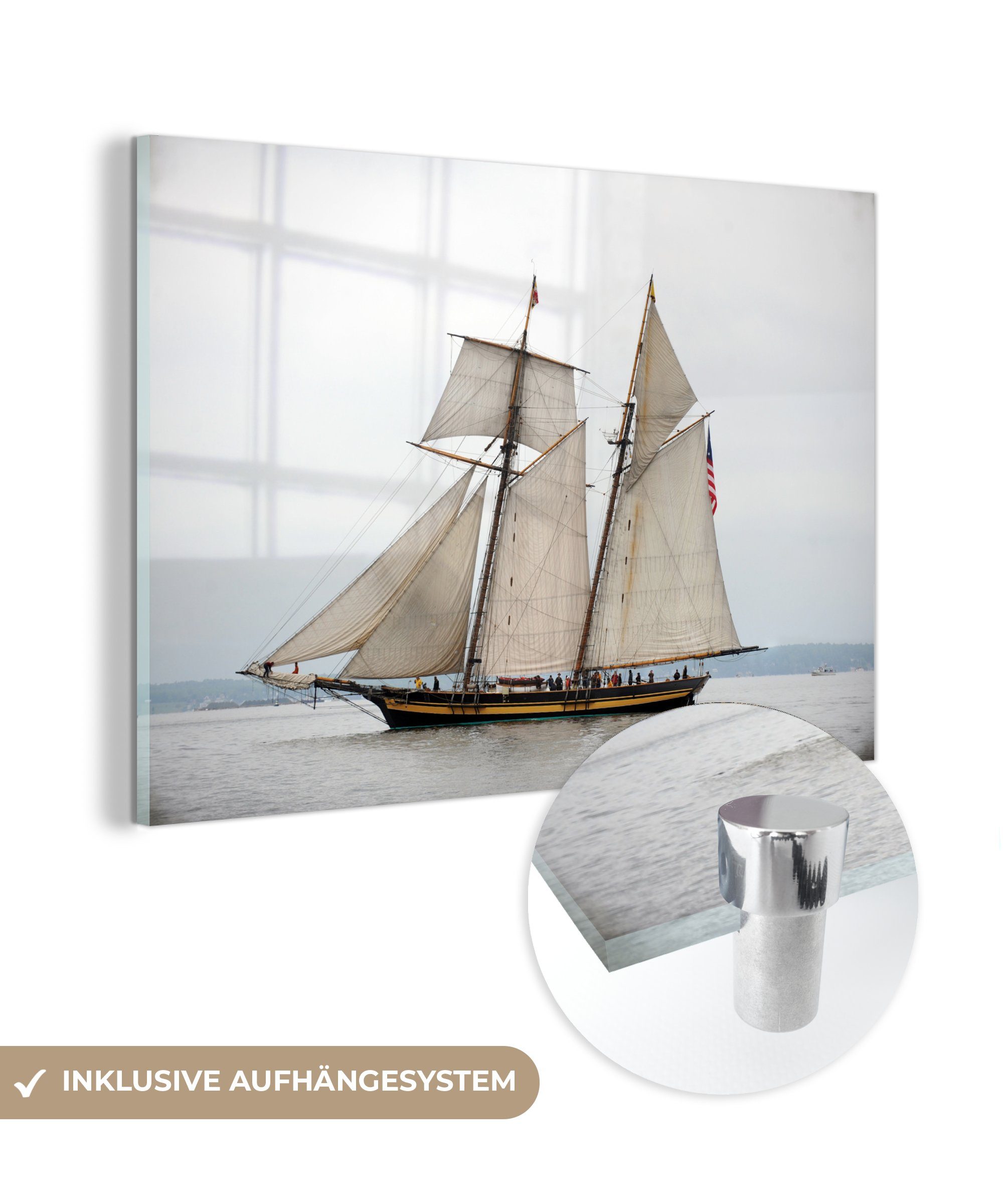 - Segelboot (1 Alt, St), & Meer MuchoWow Wohnzimmer Acrylglasbild - Schlafzimmer Acrylglasbilder