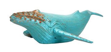 MichaelNoll Dekofigur Wal Walfisch Fisch Dekofigur Statue Skulptur Polyresin Modern - Maritime Deko für Wohnung in Holz-Optik - Dekoration für Wohnzimmer, Schlafzimmer oder Badezimmer - 60x14,25x38,25 cm