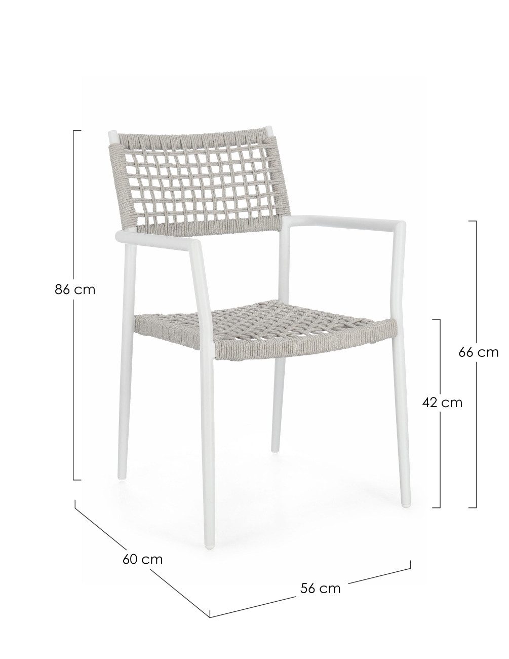 Feeling4Home Gartenstuhl Caleta aus Aluminium, Hellgrau / Weiß, Stapelbar
