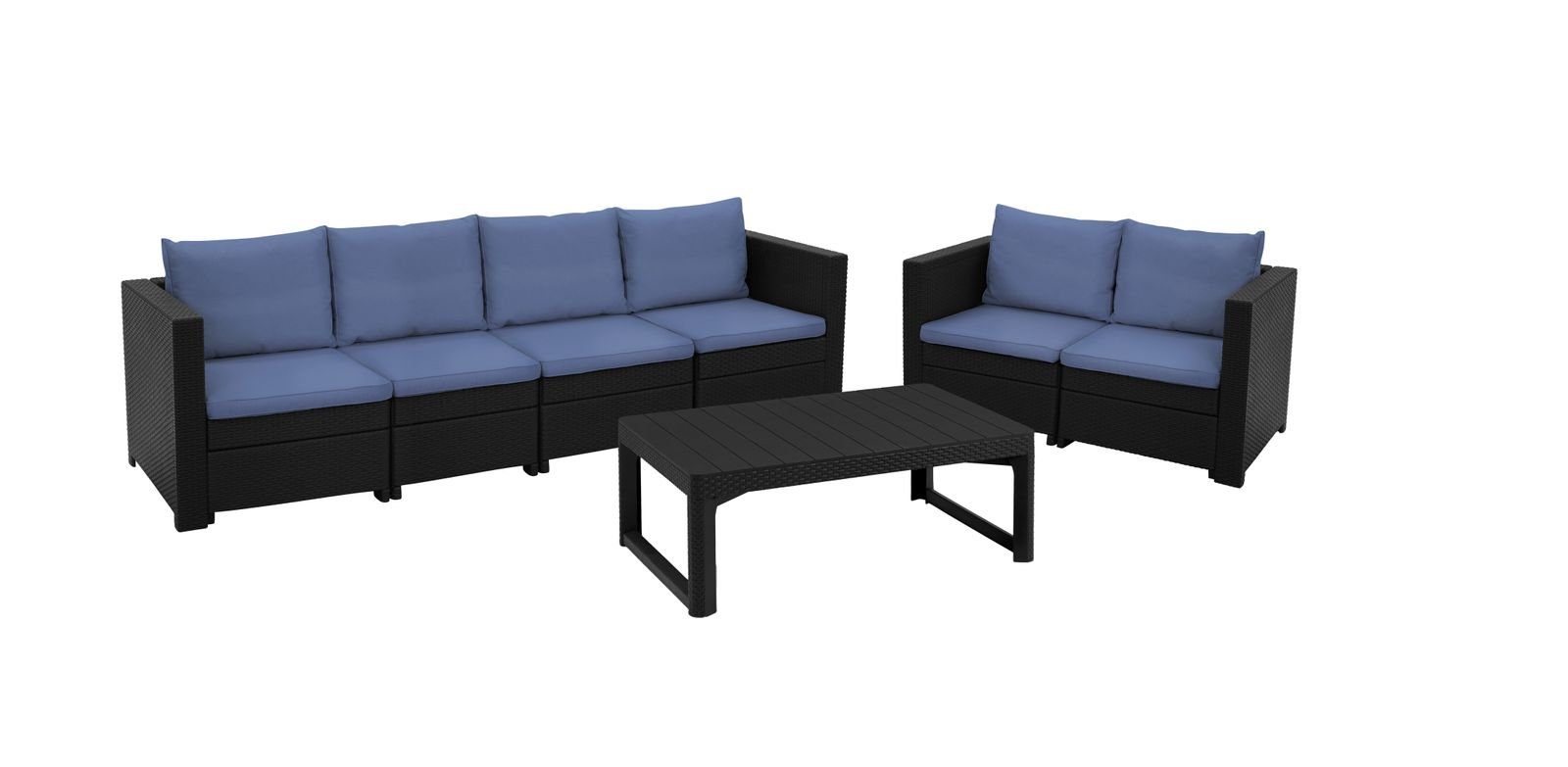 Keter Loungeset Keter London Loungeset anthrazit mit Kissen blau ...