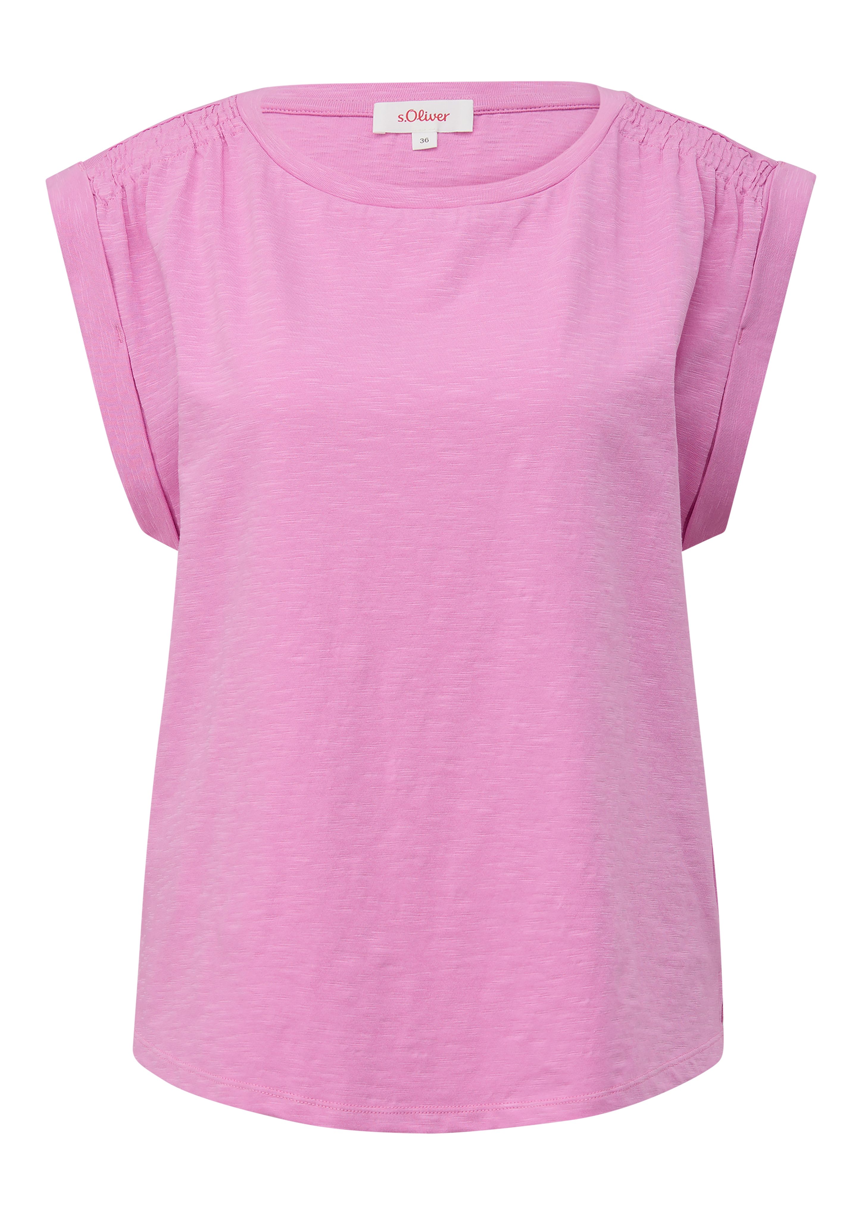 s.Oliver Shirttop Ärmelloses Flammgarnshirt mit Smok-Details günstig online kaufen