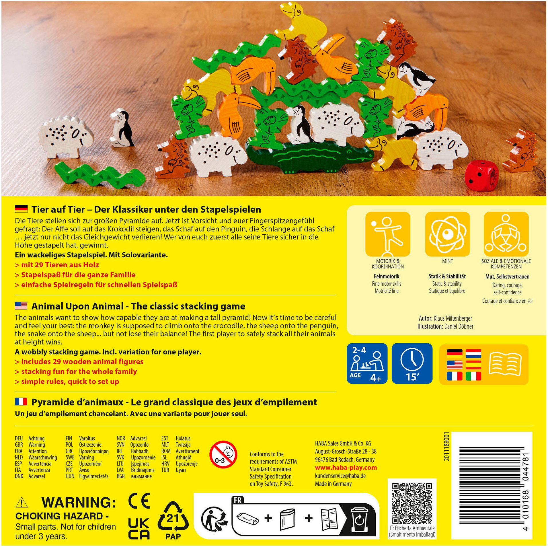 Haba Spiel Tier auf Tier - Der Klassiker unter den Stapelspielen, Stapelspiel