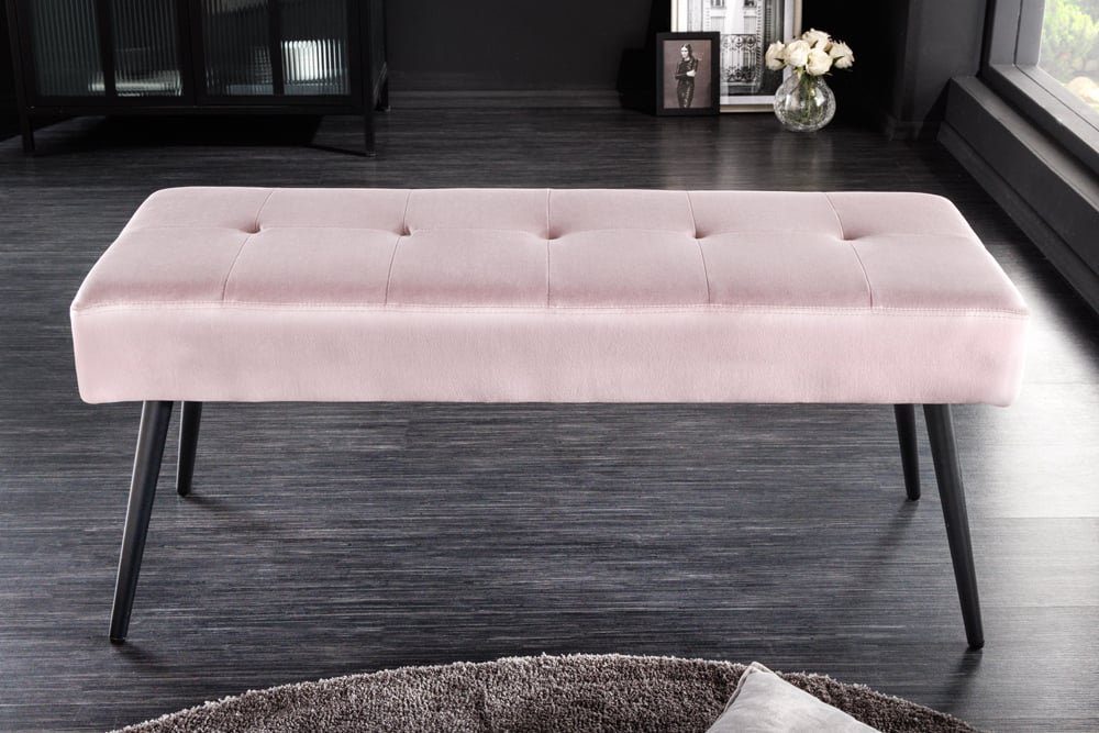 LebensWohnArt 100cm Samt Sitzbank Moderne BELLE Sitzbank rosa