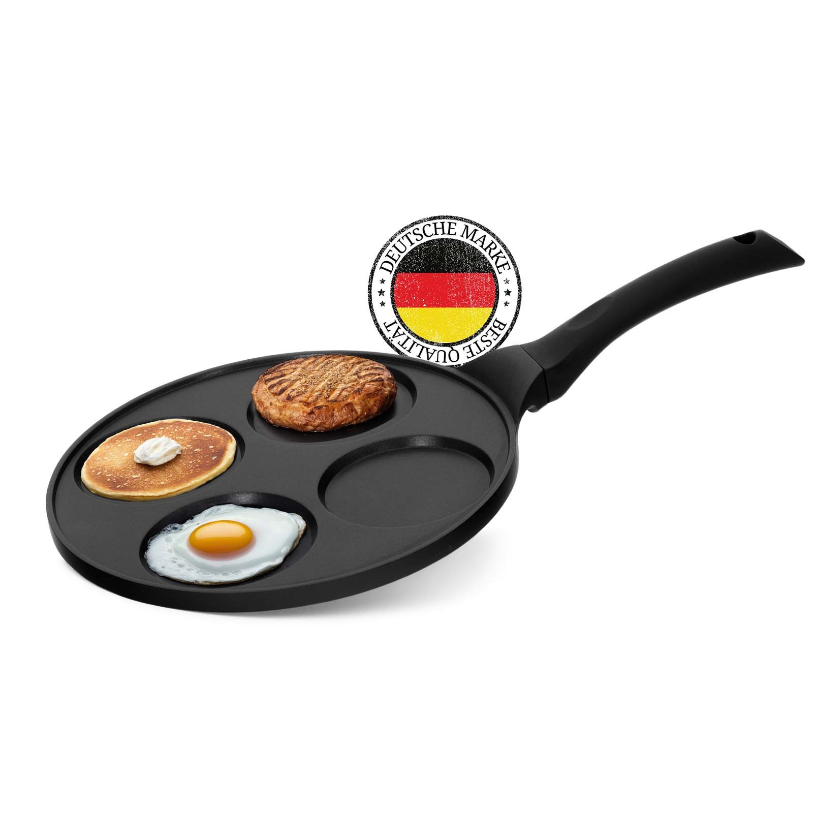 Cheffinger Crêpepfanne Pancakes Bratpfanne Pfannkuchen Spiegeleier, Aluminium (Spar-Set), induktionsfähig
