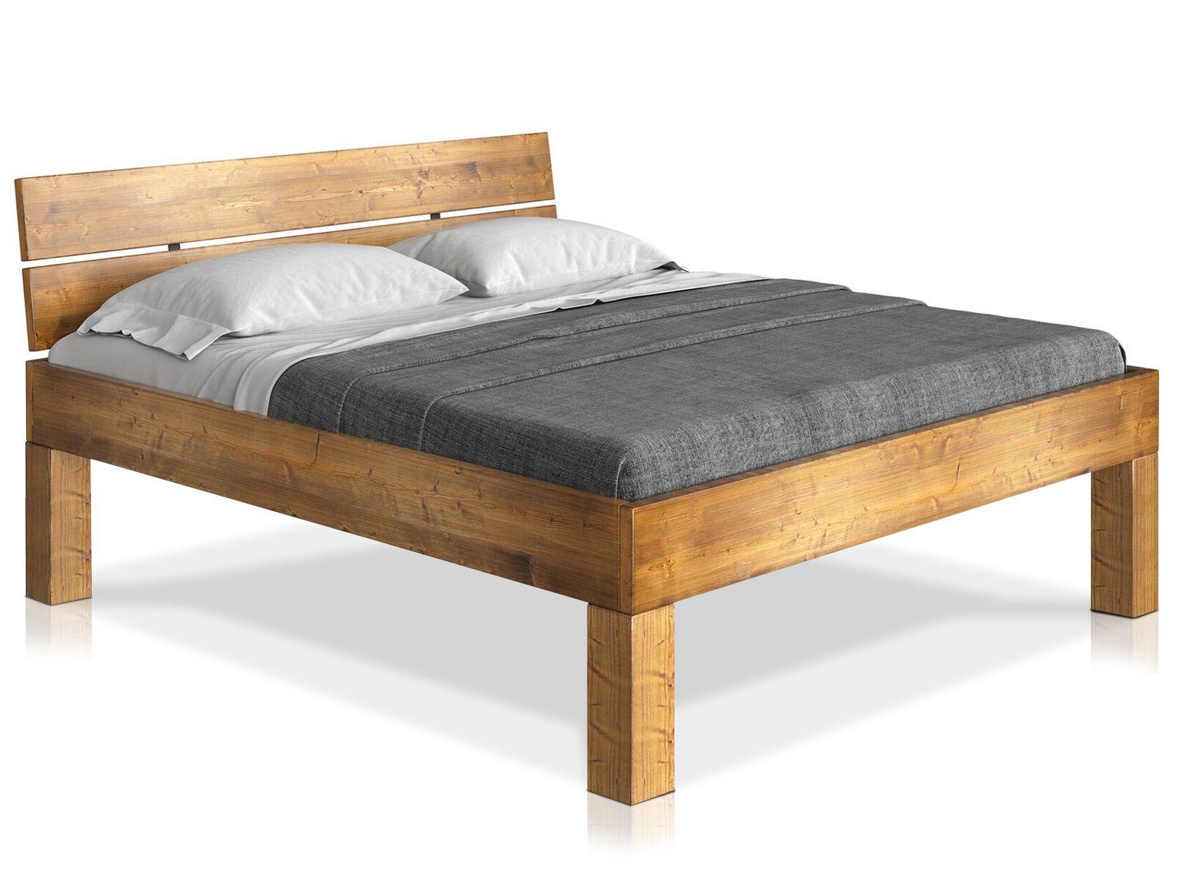 Moebel-Eins Massivholzbett, CURBY 4-Fuß-Bett mit Kopfteil, günstig online kaufen