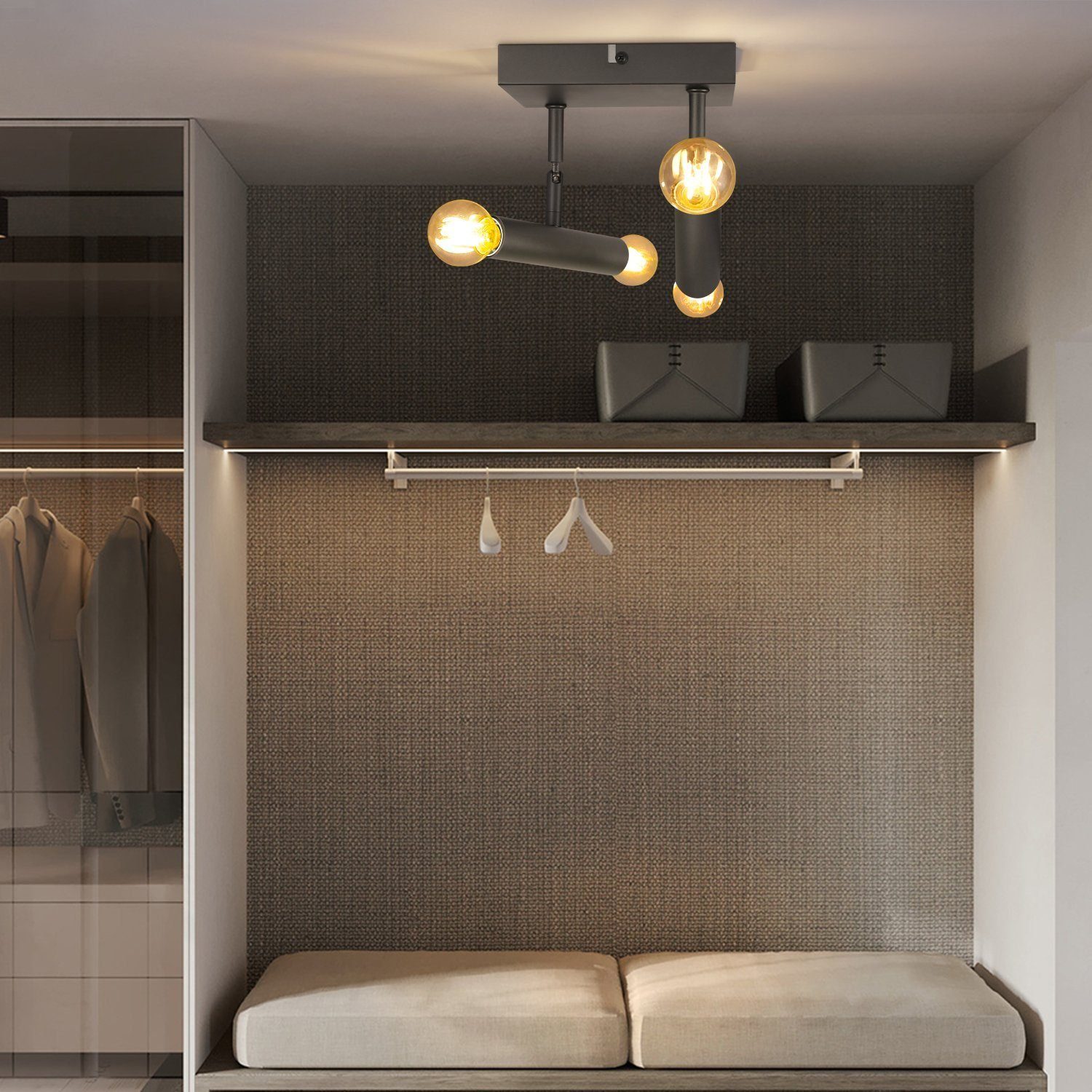 Nettlife Wandleuchte Deckenleuchte 4xE14 Retro Metall Schwenkbar, LED wechs günstig online kaufen