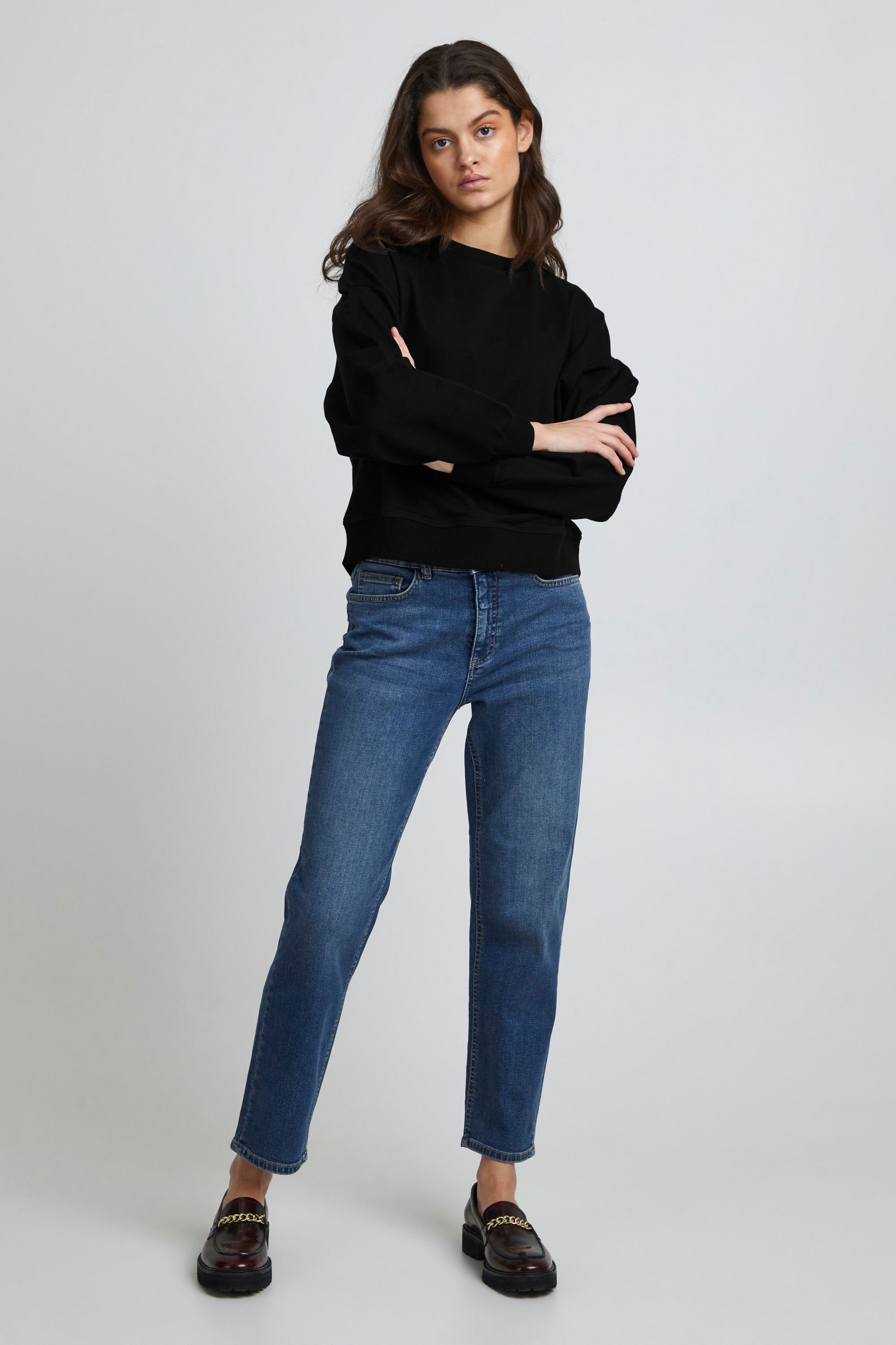 (194008) SW2 Sweater 20116000 Cropped-Optik Sweater Ichi IHVEA in Black -