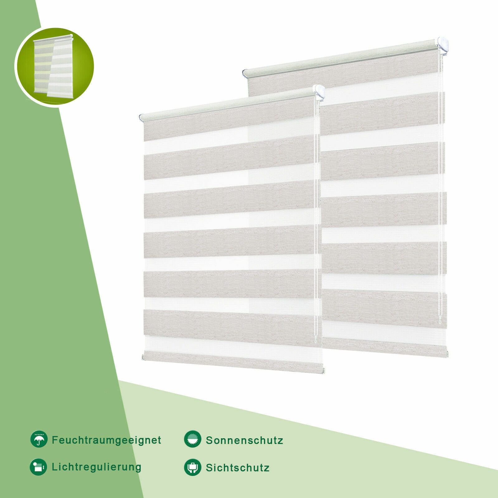 Doppelrollo Fensterrollos Ohne Bohren, Vkele, 130cm/160cm, klemmfix,klemmträger, Sonnenschutz, Lichtdurchlässig und Verdunkelnd.