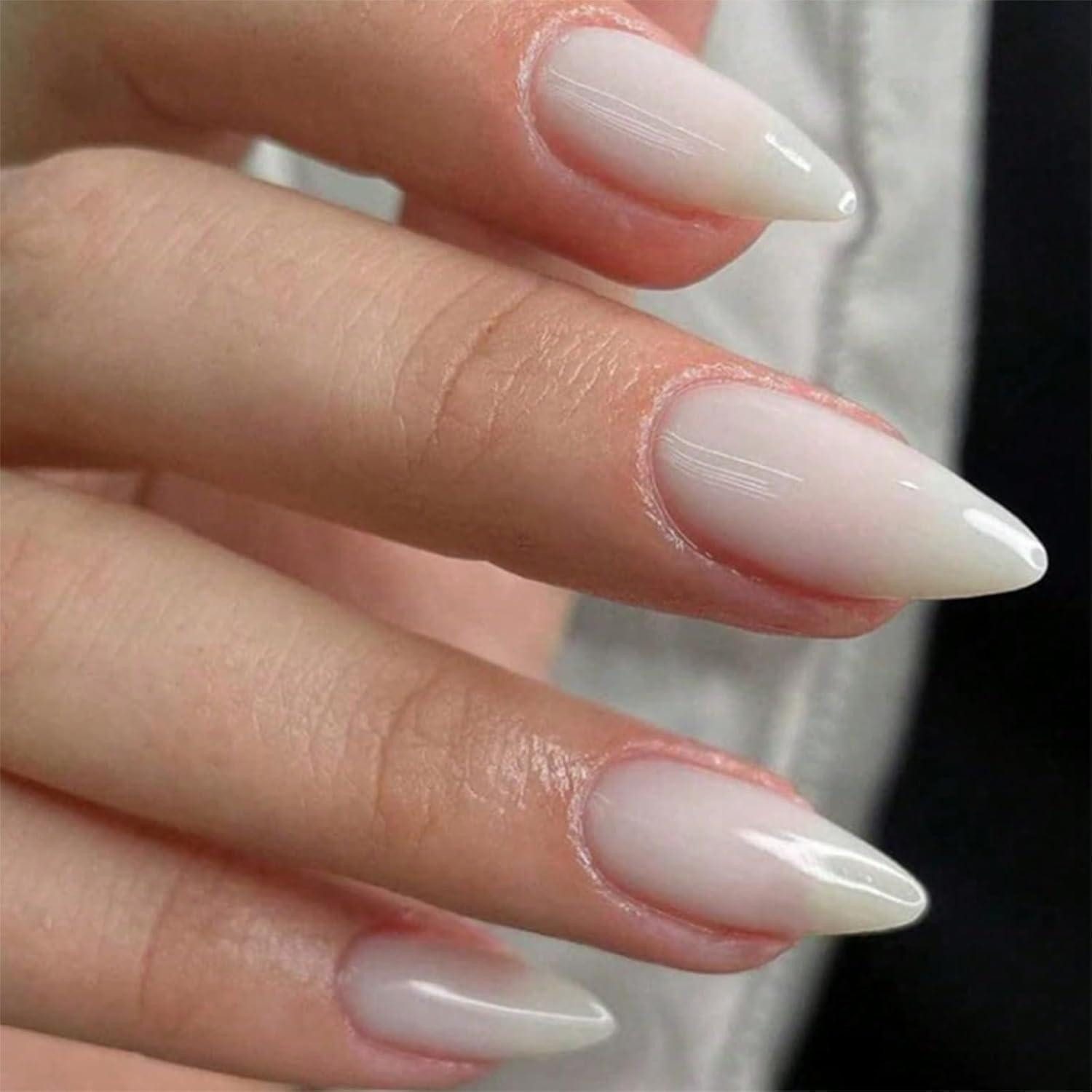 LuxusKollektion Kunstfingernägel Künstliche Nägel 24 Stück weiß Mandelform mittellang wiederverwendbar