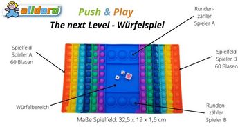 alldoro Spiel, 63071, Push & Play - Würfelspiel, Pop it Spiel, 32,5 x 19 cm