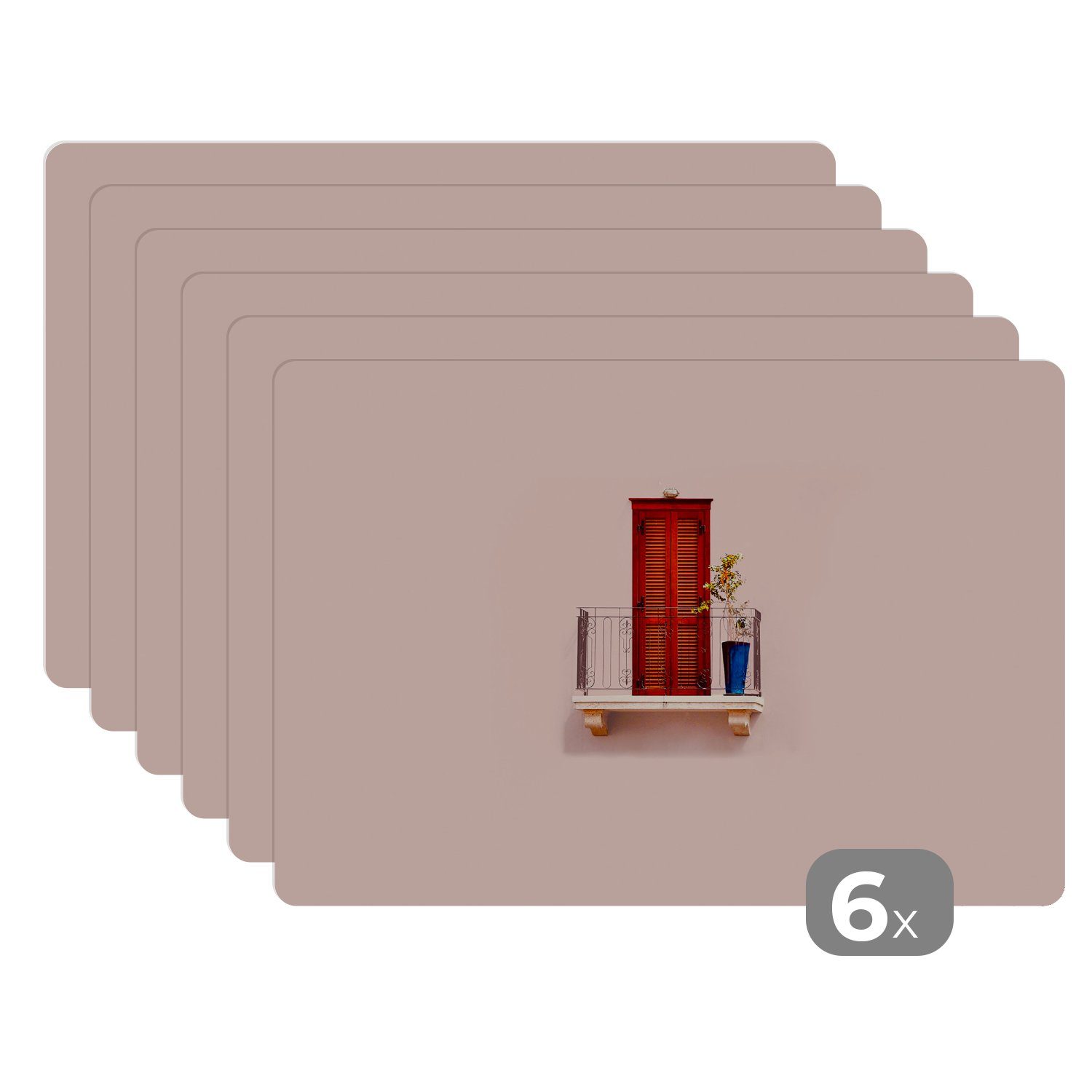 Rot - Tischmatten, Platzset, Schmutzabweisend Pastell (6-St), MuchoWow, Platzdecken, - Platzset, Tür Platzmatte, Architektur, -
