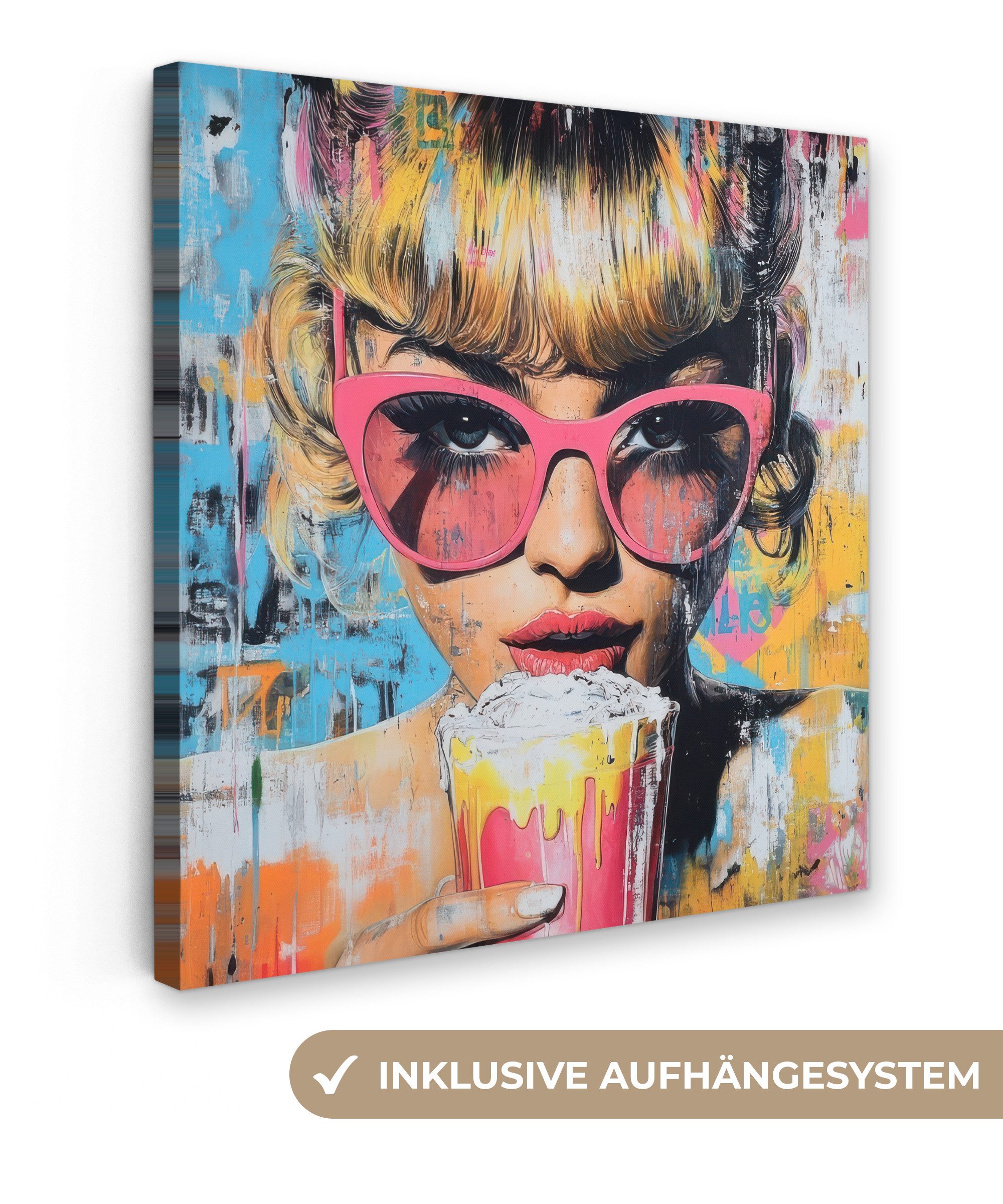 OneMillionCanvasses® Leinwandbild Sonnenbrille - Frau - günstig online kaufen