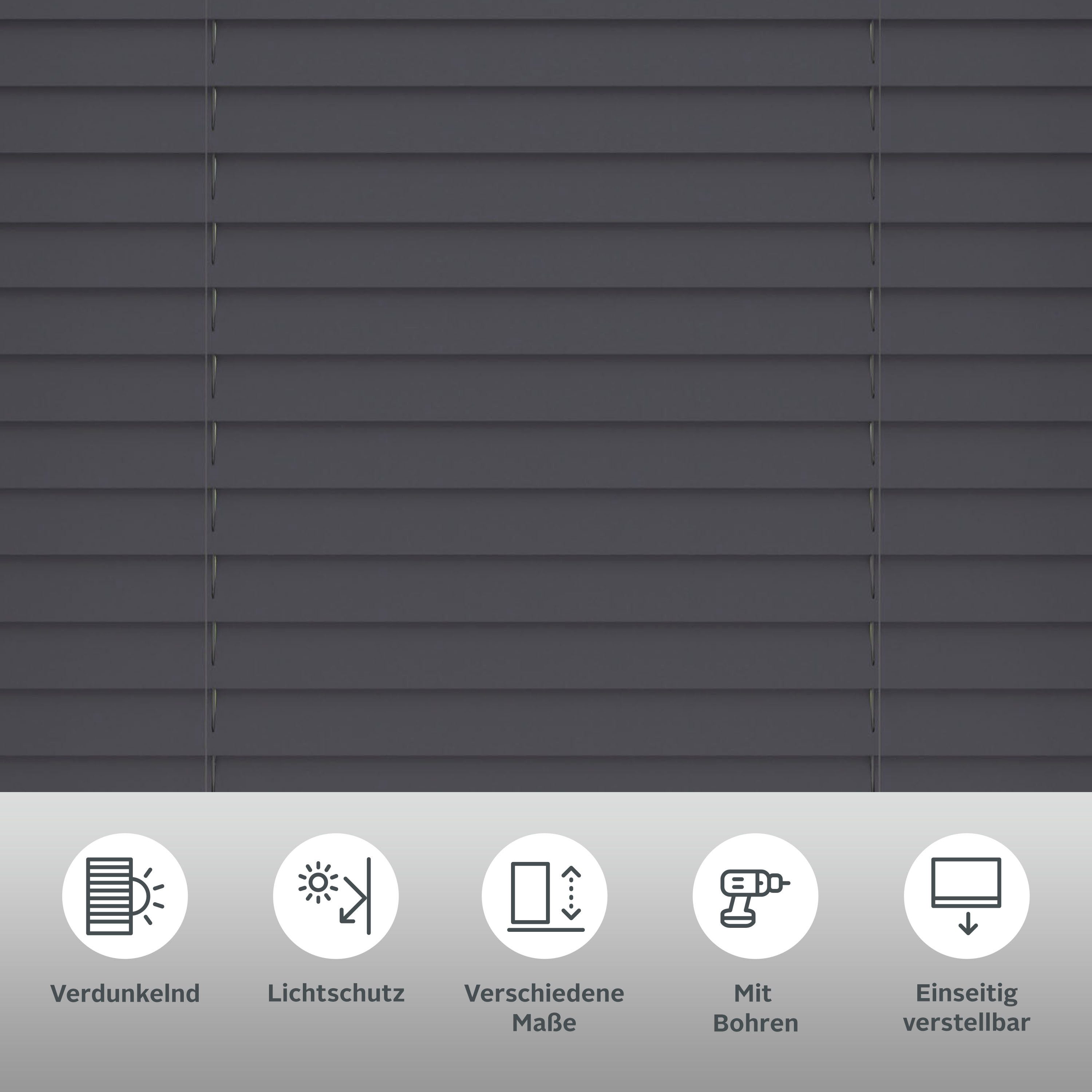 my home Jalousie Ariane, mit Bohren, freihängend, 50mm PVC Lamellen in Holzoptik, Bedienung durch Schnurzug