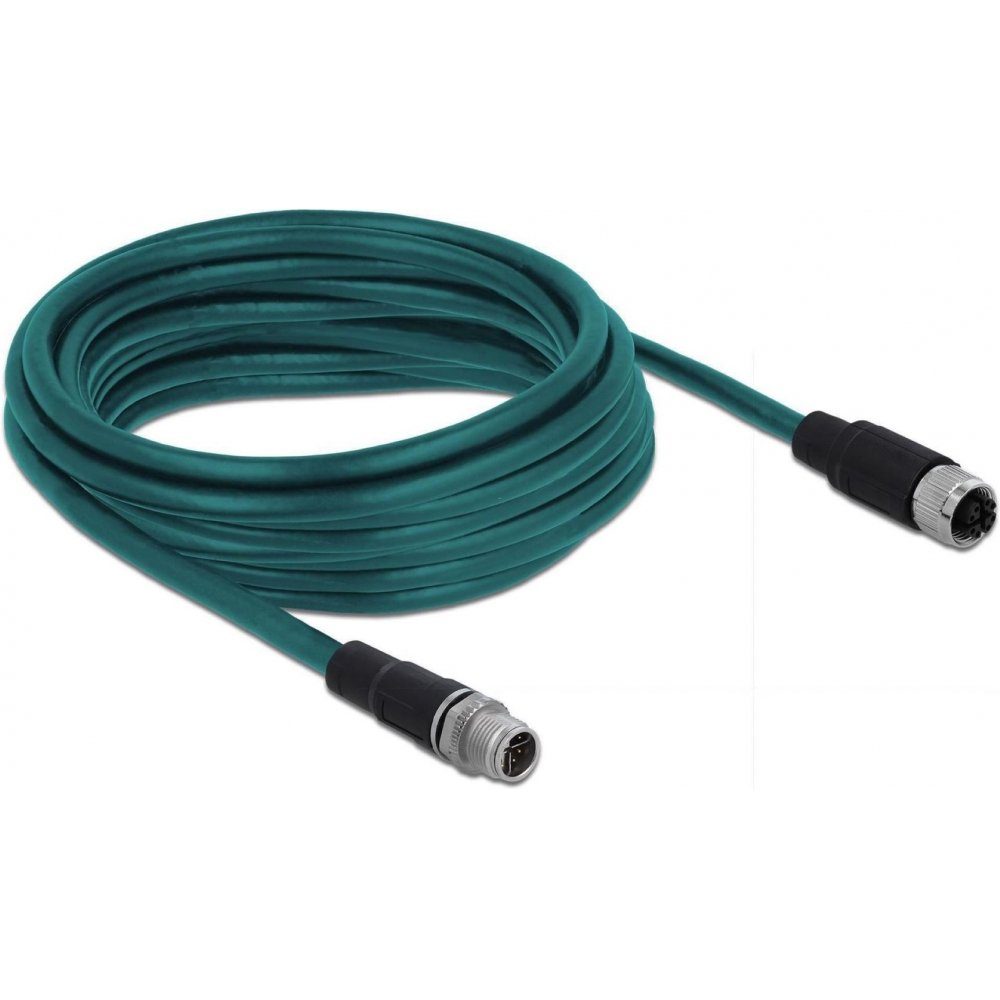 Delock Patch-Kabel - Netzwerkkabel - M12 - 8 Pin - X-kodiert - TPU - 5 m - blau Netzkabel