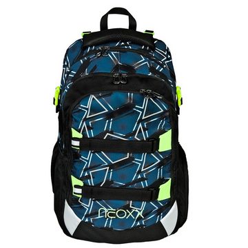 neoxx Schulranzen Active (Set, 3-tlg. inkl. Schamper Box und Regenschutz-Hülle), Rucksack Set "Flash yourself" - Schultasche 5. bis 12. Klasse