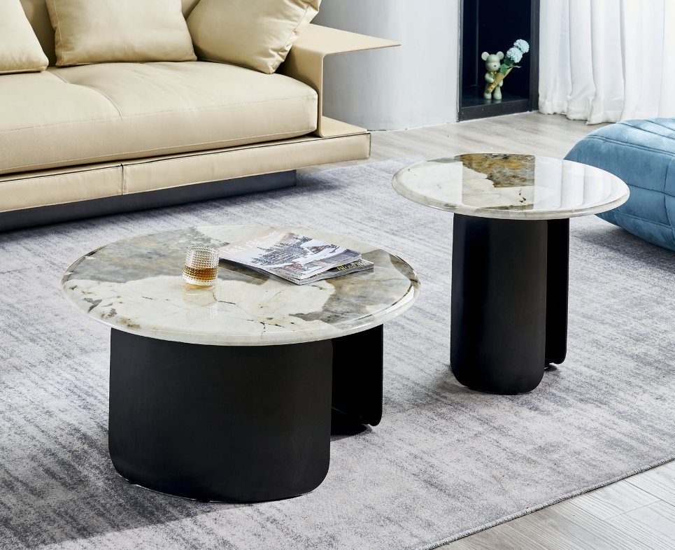 JVmoebel Couchtisch Set Couchtisch mit Beistelltisch Luxus Marmor Wohnzimmer Möbel Neu (2-St., Couchtisch + Beistelltisch), Made in Europe
