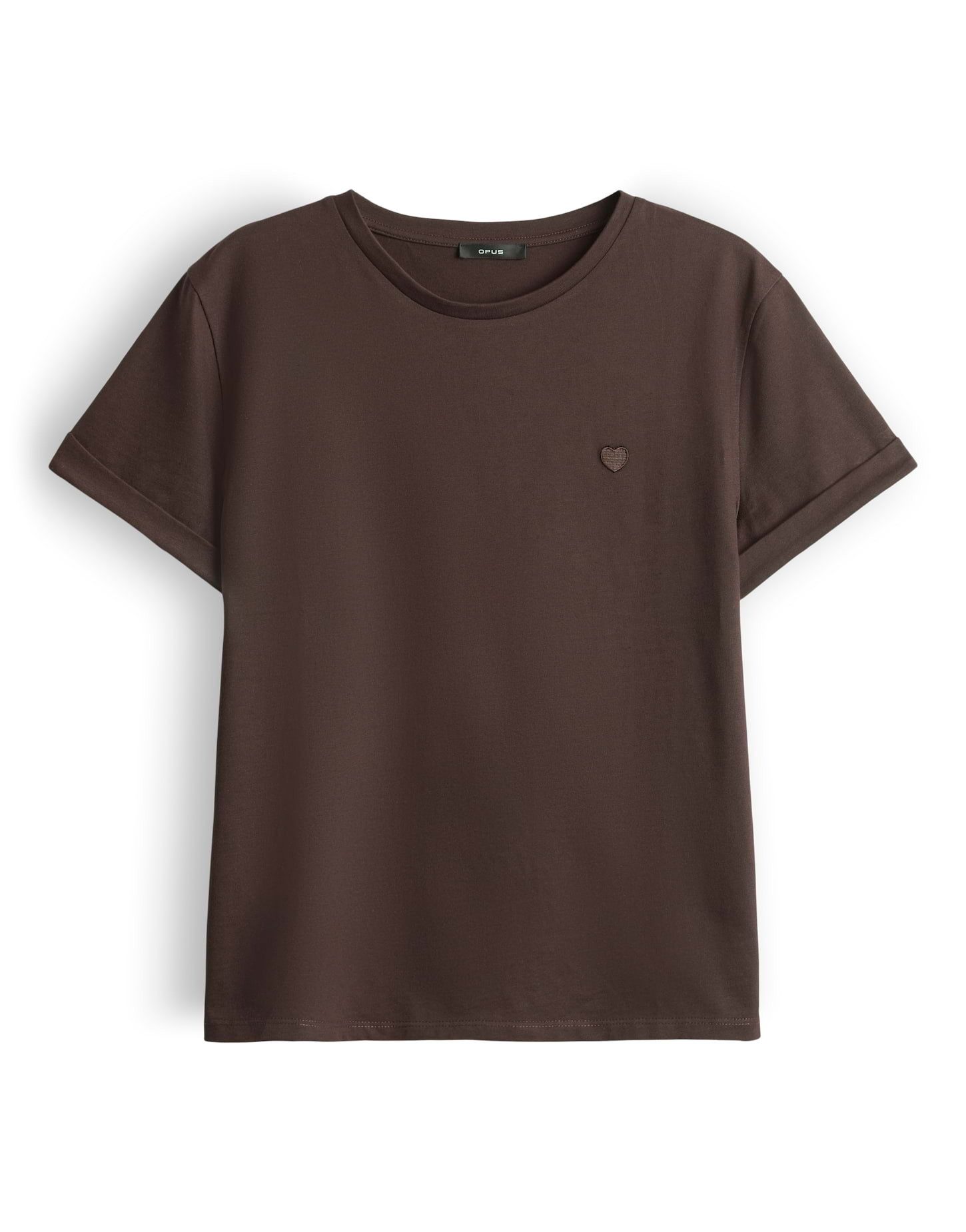 OPUS T-Shirt SERZ Regular T-Shirt aus Organic Cotton gerade geschnitten mit Rundhalsausschnitt und Herzstickerei