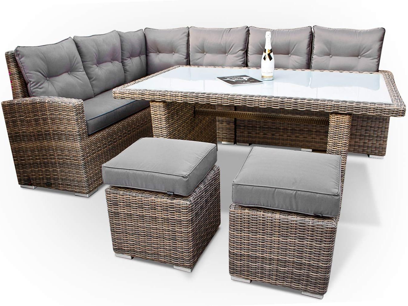 Ragnarök Möbel-Design Gartenlounge-Set Dining Lounge Wieland L, (Set, Eckso günstig online kaufen