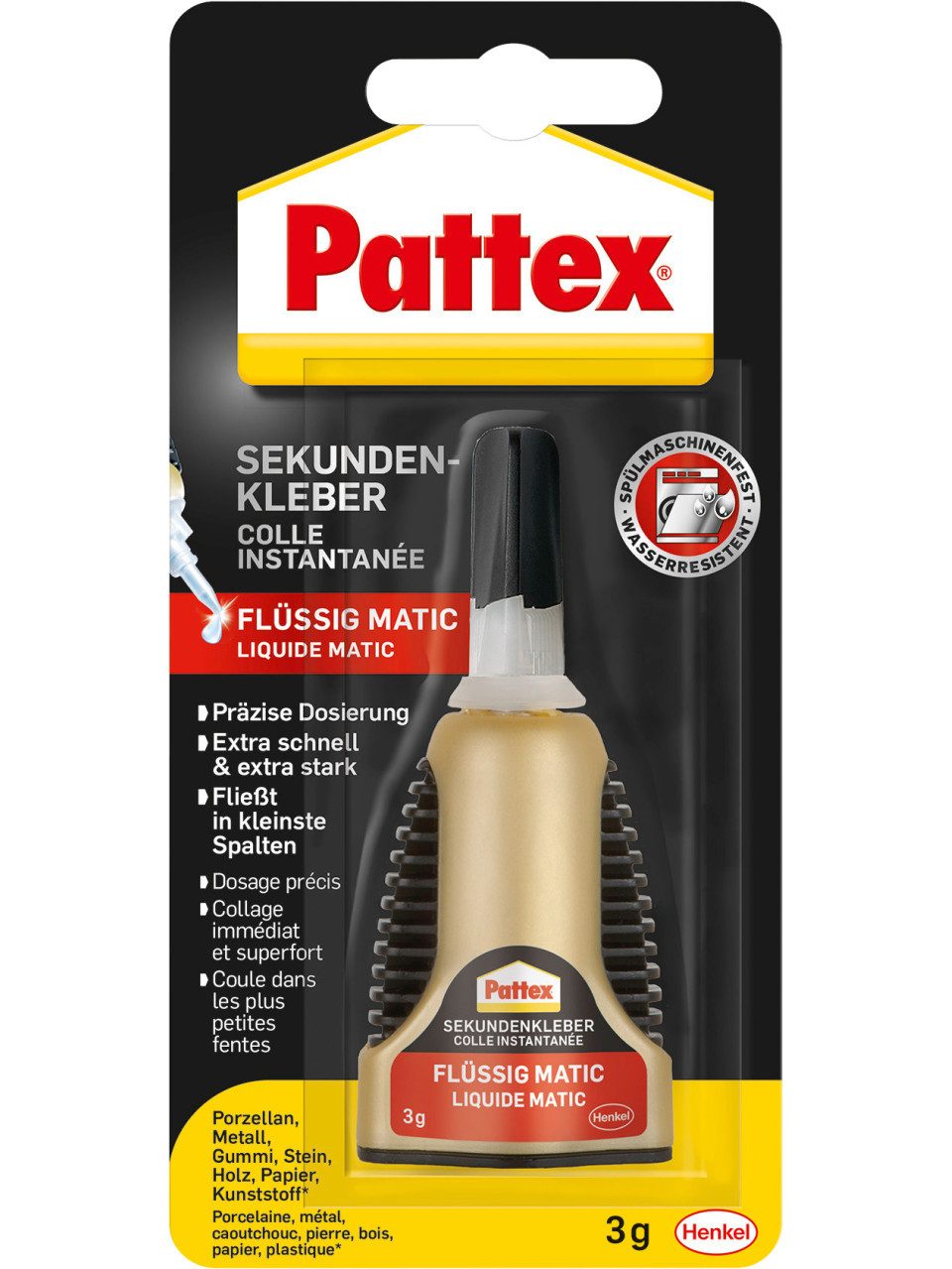Pattex Bastelkleber Pattex Sekundenkleber Flüssic Matic 3 g Tube