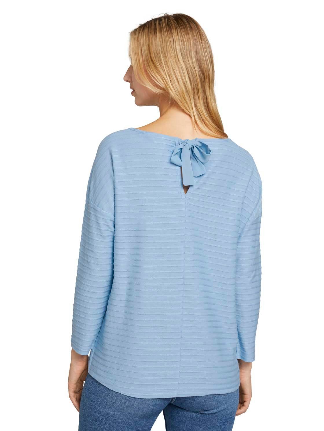TOM TAILOR Denim Langarmshirt STRUCTURE STRIPED (1-tlg) mit U-Boot Ausschnitt