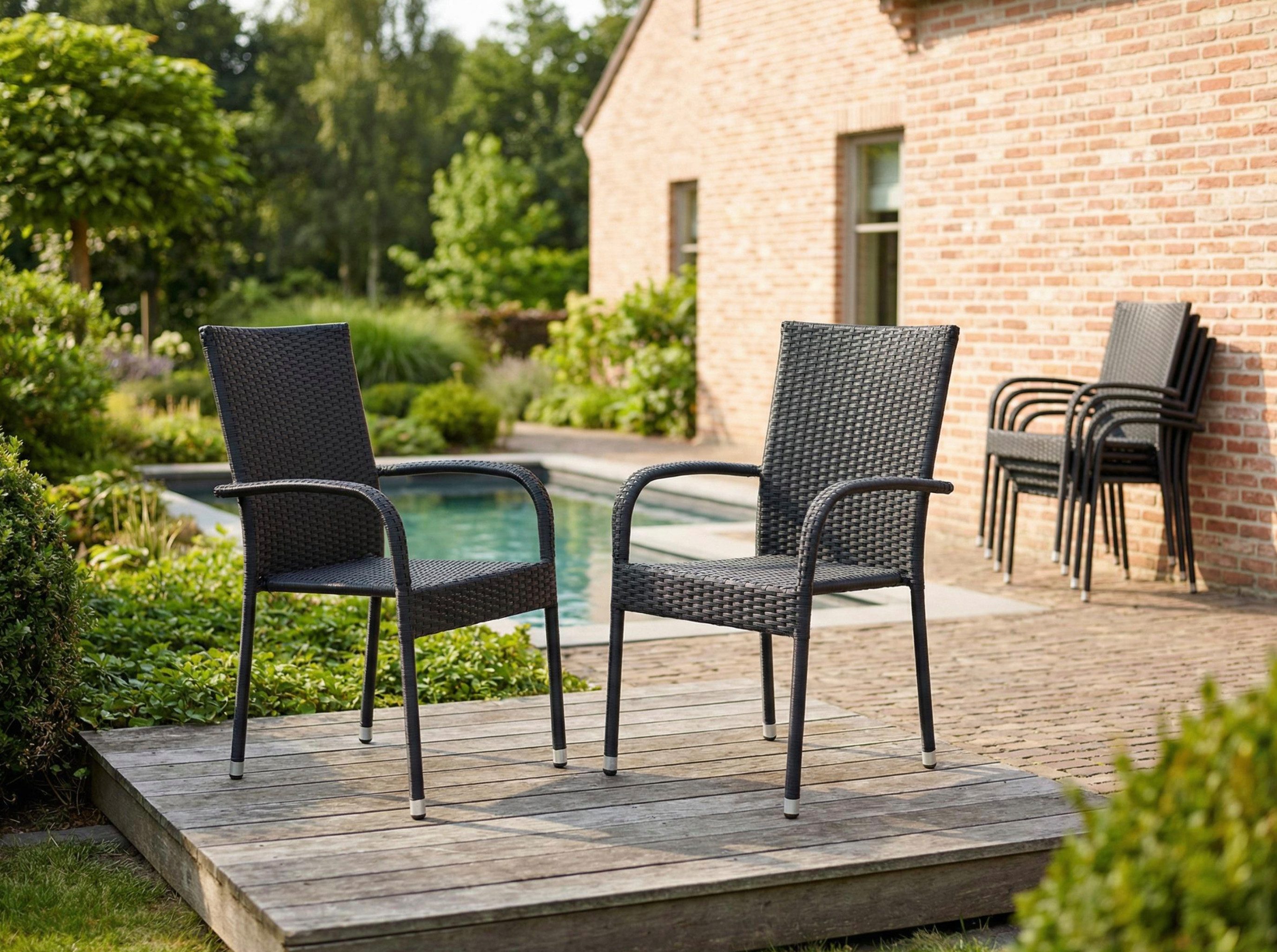 LC Garden Stapelstuhl »Lübeck« Gartenstuhl Polyrattan Stapelstuhl Gartensessel stapelbar (1 St)