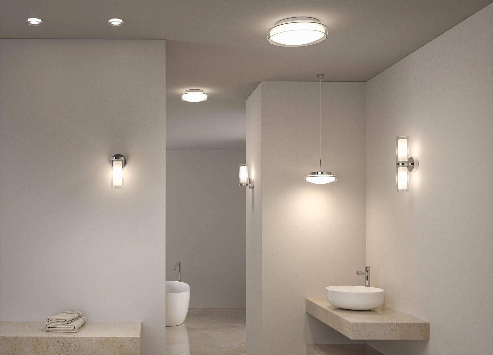 Paulmann LED Deckenleuchte Warmweiß IP44 Bathroom Selection 3000K LED Glas/Metall, 16,5W integriert, Chrom 230V Luena fest