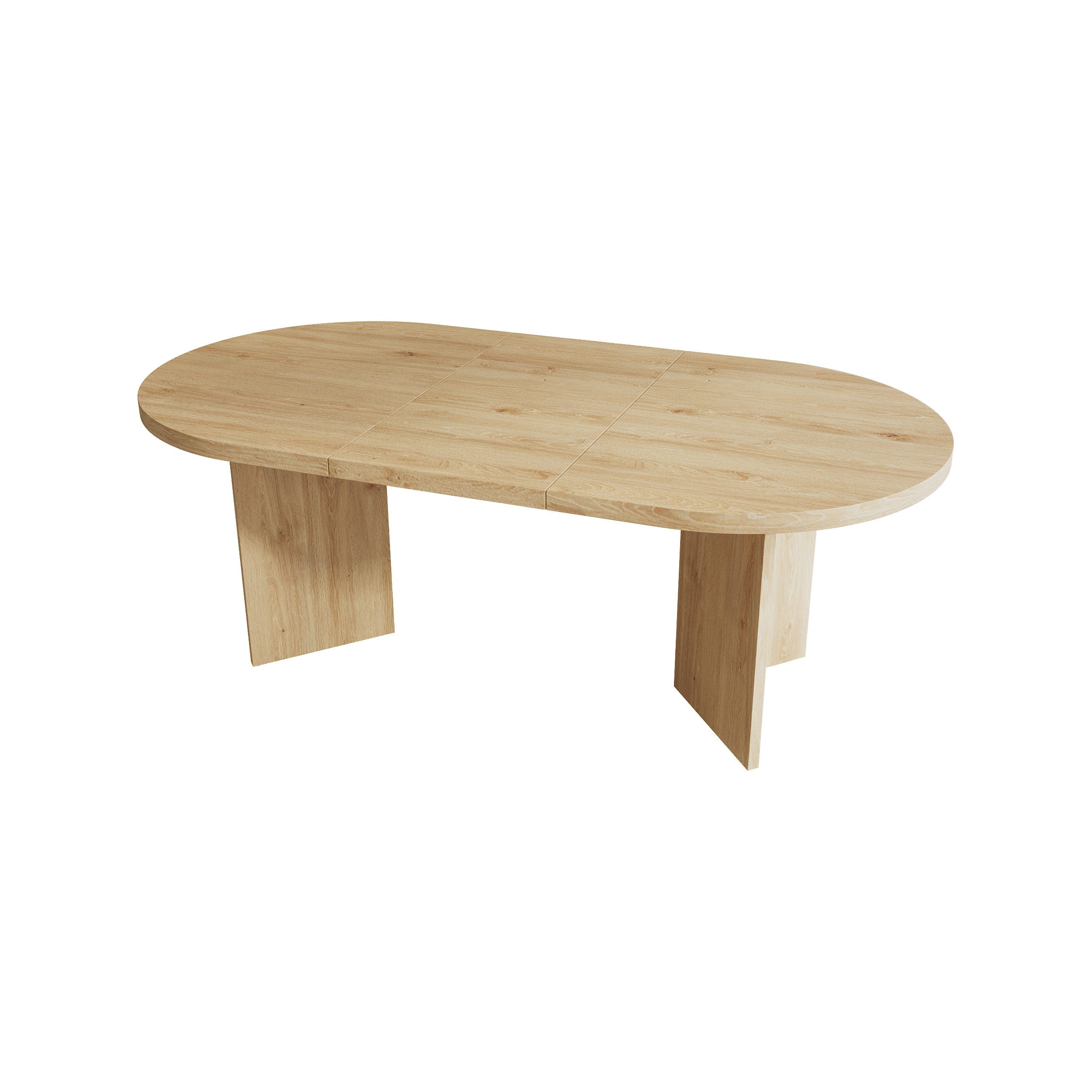 Flieks Esstisch ovaler Küchentisch in Landhausstil (B160xT80xH75 cm, 1-St., 1 Tisch), Esszimmertisch Schreibtisch Bürotisch Holzoptik Eichenfarbe