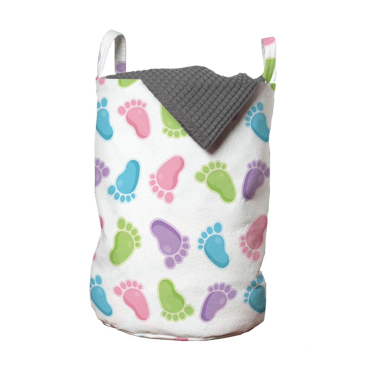 Abakuhaus Wäschesäckchen Wäschekorb mit Griffen Kordelzugverschluss für Waschsalons, Baby Kinder Foot Muster | Wäschesäcke