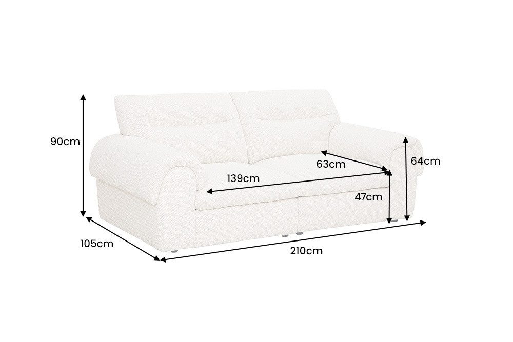 riess-ambiente 3-Sitzer SIXTH SENSE 210cm beige - Bouclé, Nosagfederung, Daunenfedern, FSC, Einzelartikel 1 Teile, Strickstoff-Couch - ideal für Wohn- und Schla – Bild 5 von 5