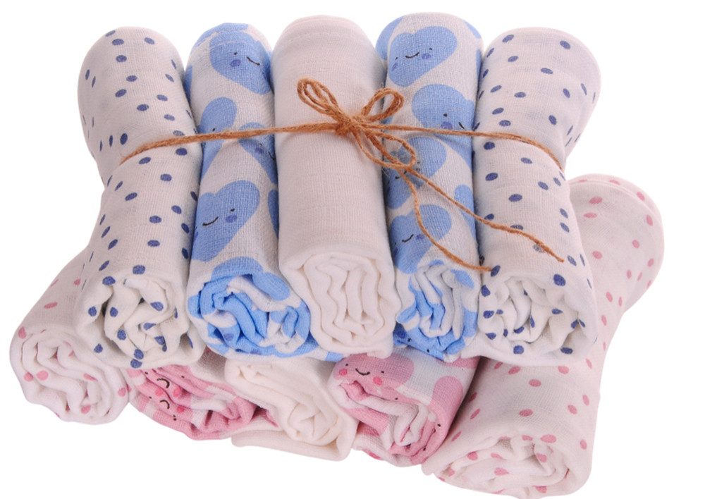 La Bortini Stoffwindeln Spucktücher 5 oder 10 Stück Tücher Baby Mulltücher Babywindeln (5er-Set oder 10er Set, für Neugeborene), aus reiner Baumwolle, für Mädchen und Jungen