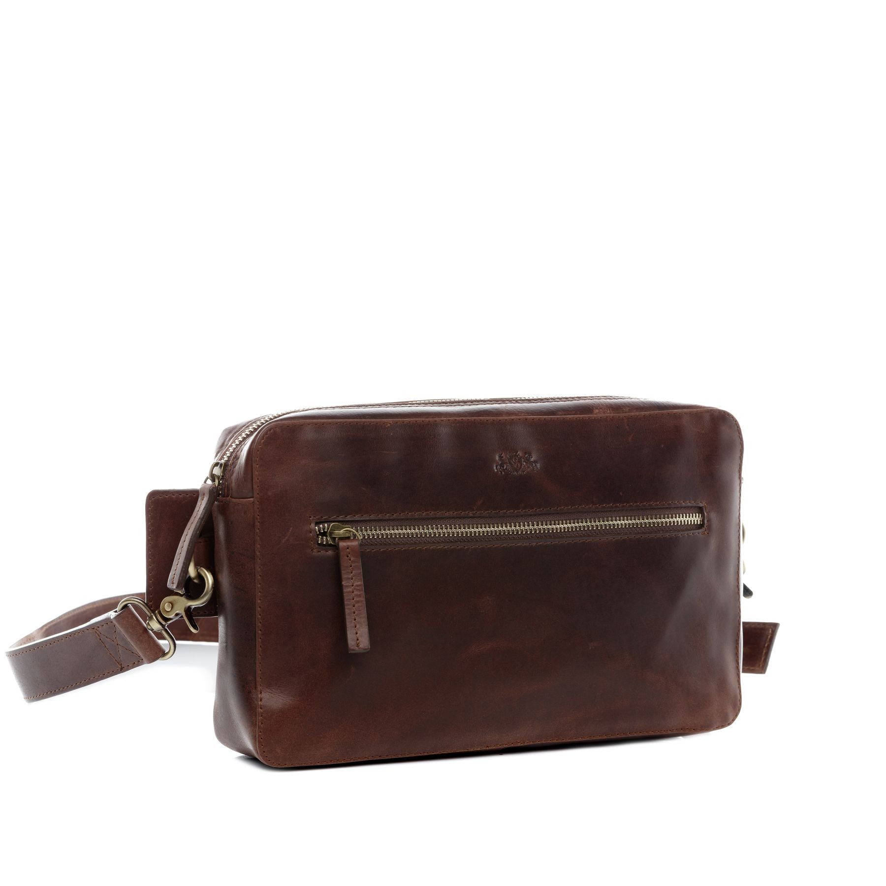 SID & VAIN Bauchtasche echt Leder hipbag groß Ledertasche braun OSCAR, Umhängetasche echt Leder Unisex, Umhängetasche braun-cognac