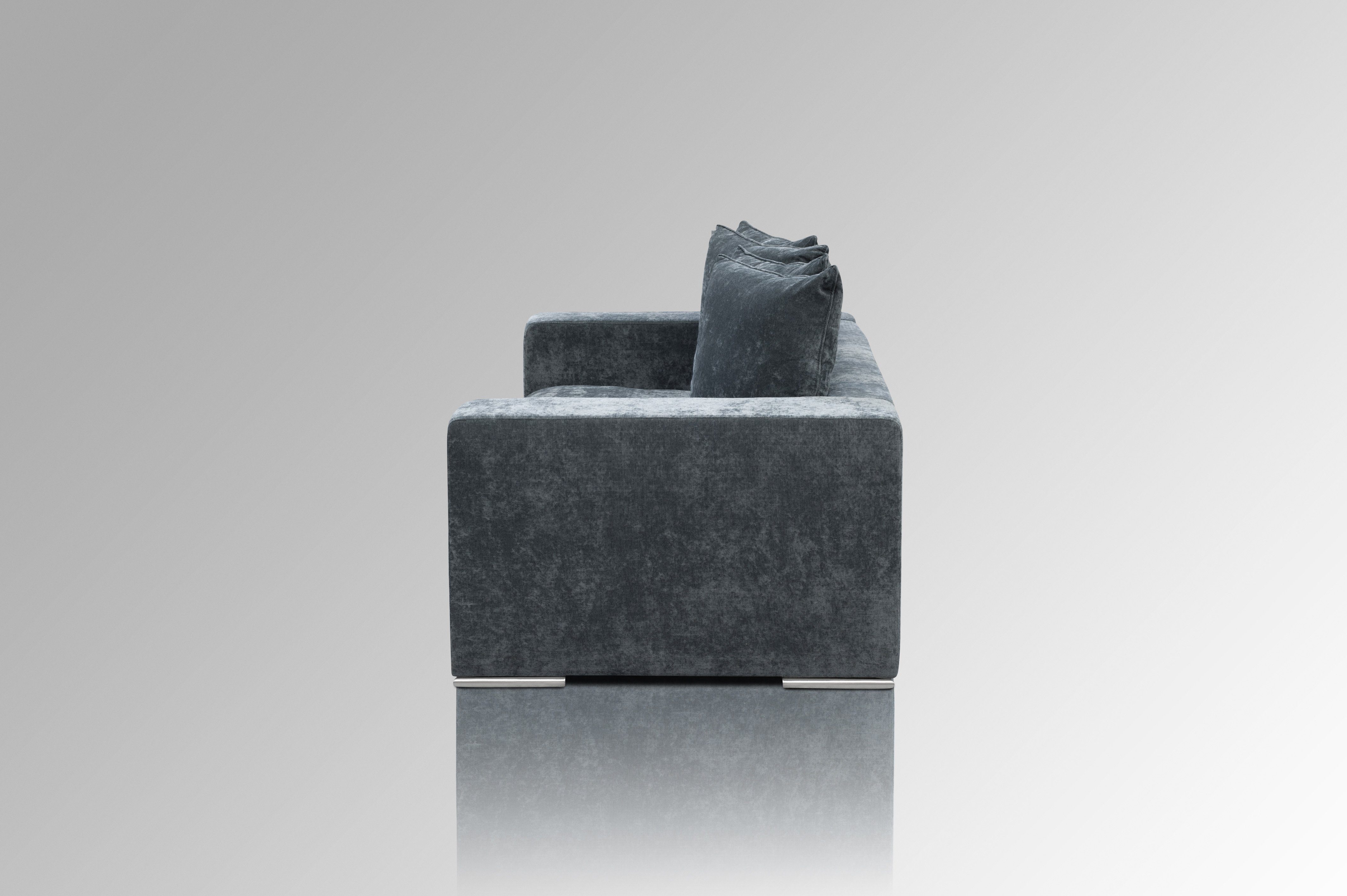 AMARIS Elements Sofa Samt Blau Stoff-Bezug Couch 4 gemütlich 'George' od. Sitzer 2m, Größen 2 (Samt)