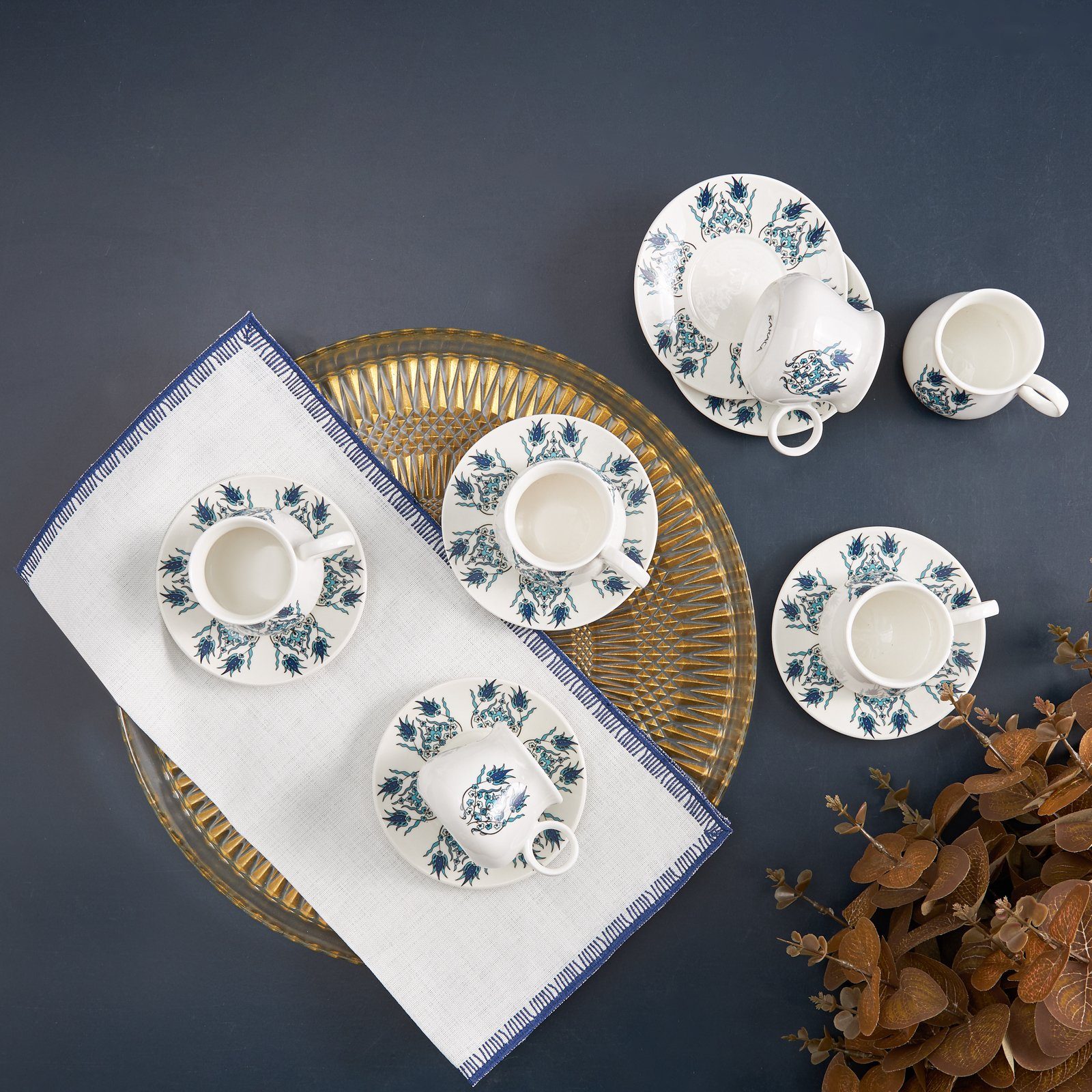 Karaca Kaffeekanne Karaca Bursa Kaffeetassen-Set Mokkatasse für 6 Personen 90 ml