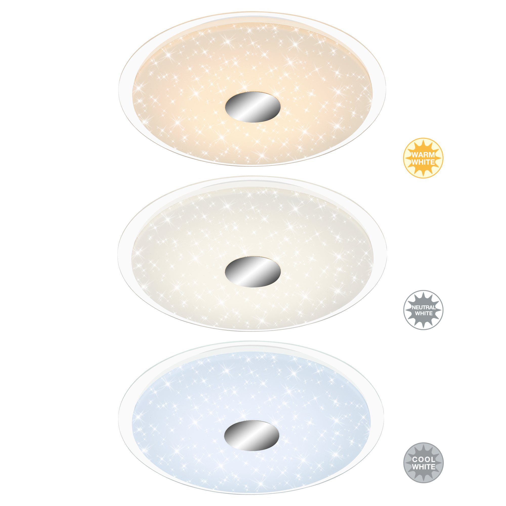 TRANGO LED Deckenleuchte, 3335 LED Deckenlampe 24 Watt *EM* CCT Farbtemperatur & Helligkeit stufenlos dimmbar - 3000K bis 6000K inkl. Timer & Nachtlicht-Funktion, Deckenstrahler, Lampenschirm mit Sternenhimmel Effekt, CCT, 3000 bis 6000, Wandleuchte, Deckenlampe