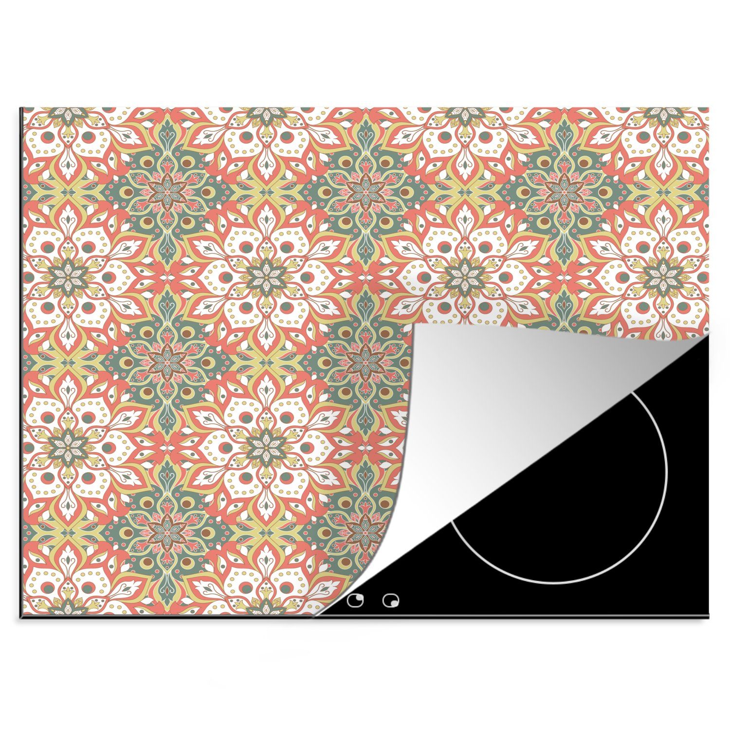 MuchoWow Herdblende-/Abdeckplatte Mandala Blumen - cm, Vintage Muster, Mobile 60x52 Arbeitsfläche (1 nutzbar, - tlg), Vinyl, - Ceranfeldabdeckung