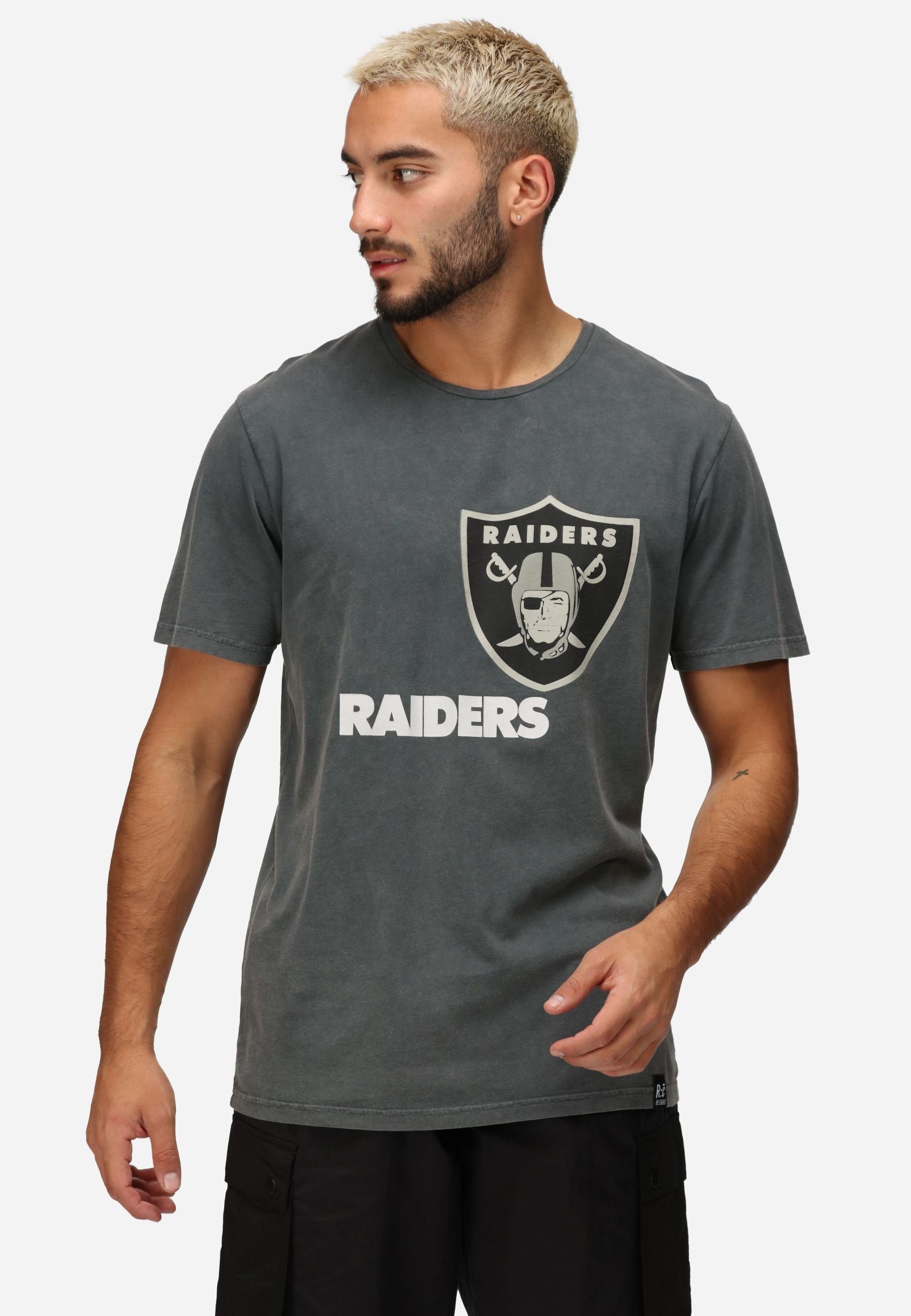 Recovered T-Shirt NFL RAIDERS MONOCHROME Bio-Baumwolle GOTS zertifizierte