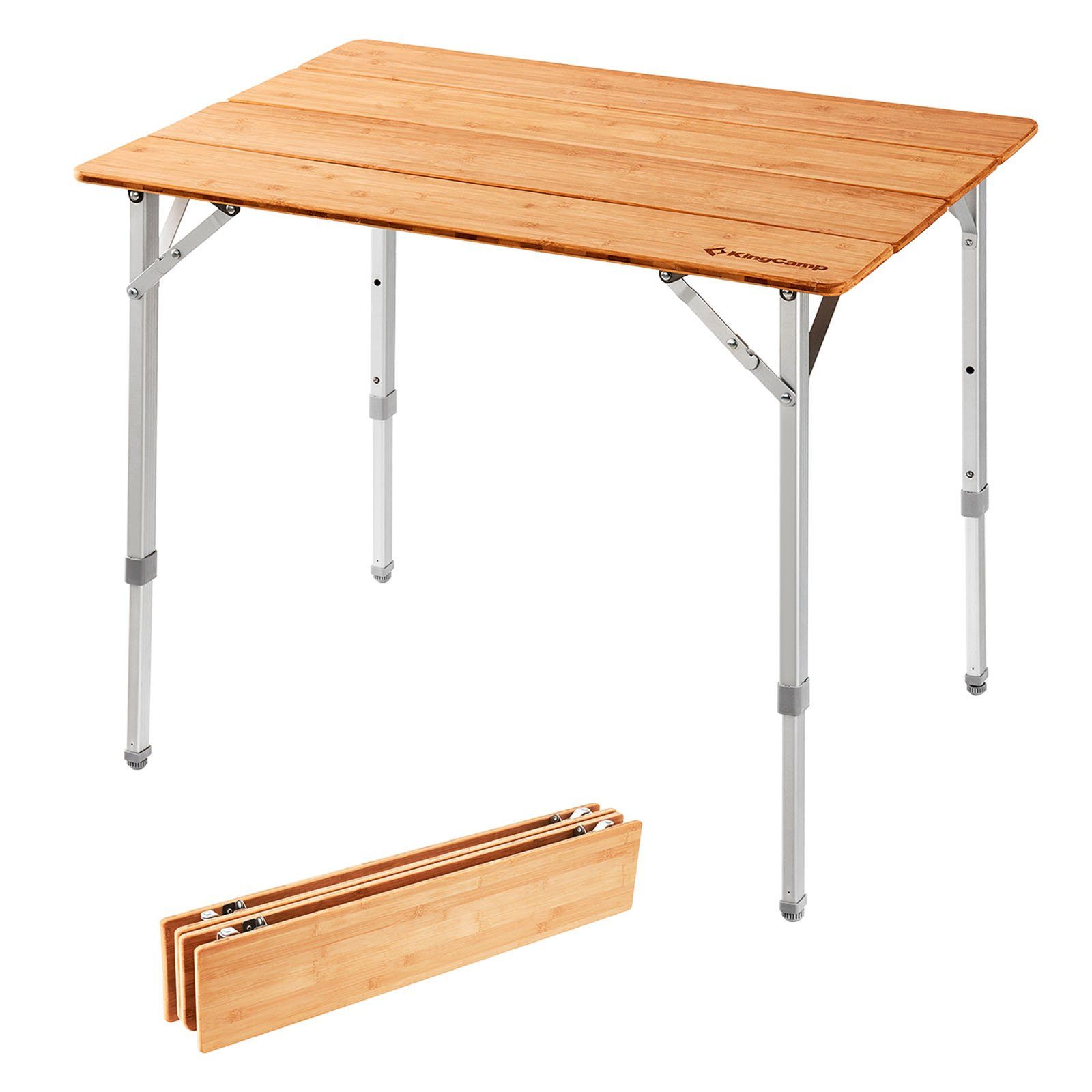 KingCamp Campingtisch Bambus Campingtisch Falt Tisch - Camping Klapptisc