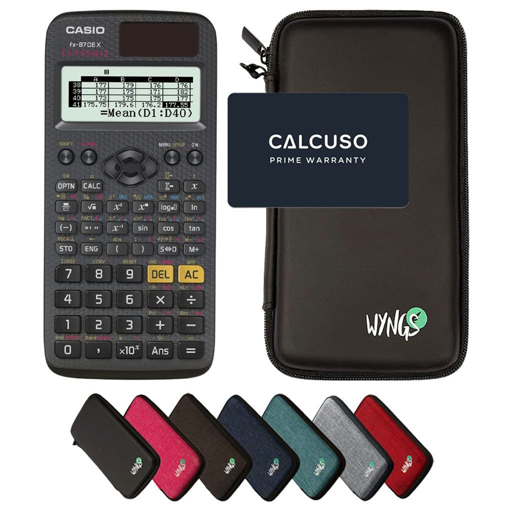 CASIO Taschenrechner fx-87DE X ClassWiz inkl. WYNGS Schutztasche Schwarz