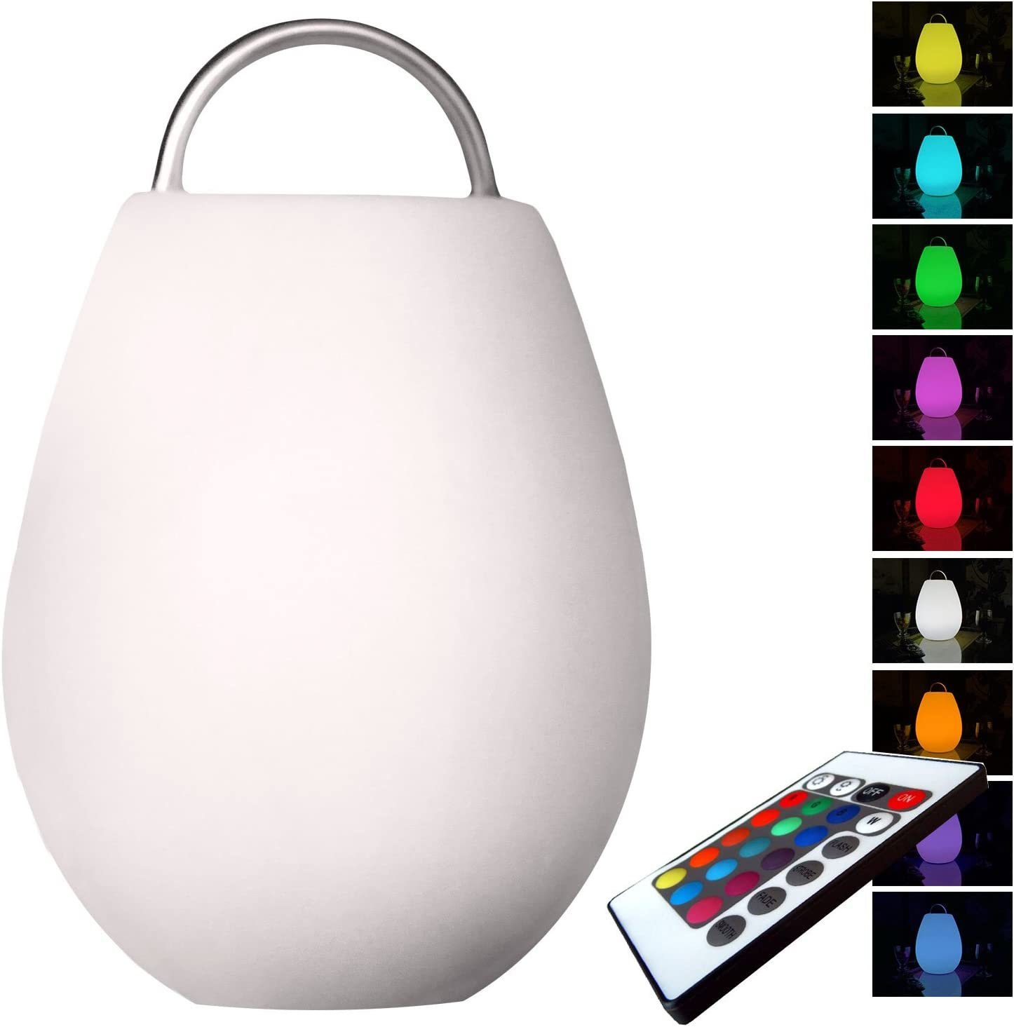 RGB @tec Tischlaterne Edelstahlhenkel Edelstahlhenkel, kabellose Akku Dekoleuchte, LED, Laterne LED Fernbedienung, Lampe, Lichteffekte, Deko Terrassen-Beleuchtung, Tischleuchte Farbwechsel, mit mit Stimmungslampe, mit