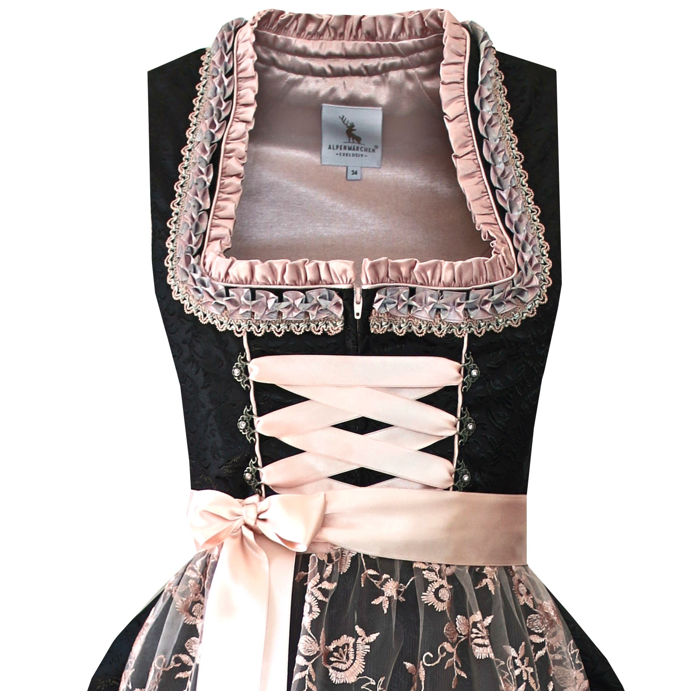 Alpenmärchen Dirndl Dirndl Helene in Schwarz und Altrosa - ALM679-S günstig online kaufen