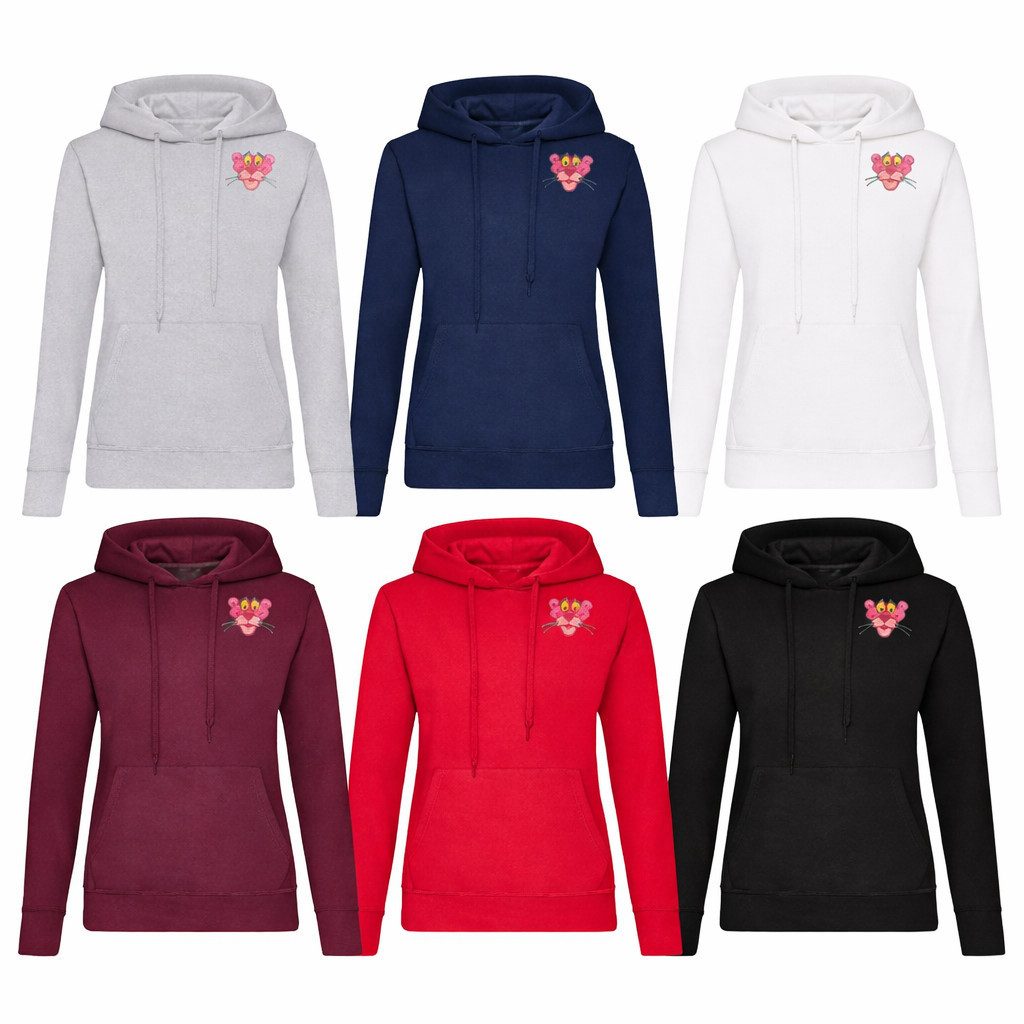 Blondie & Brownie Hoodie Damen Hoodie Panther Patch Brustmotiv Paulchen Panther Damen Hoodie Panther Patch Brustmotiv Paulchen Rosaroter Panther