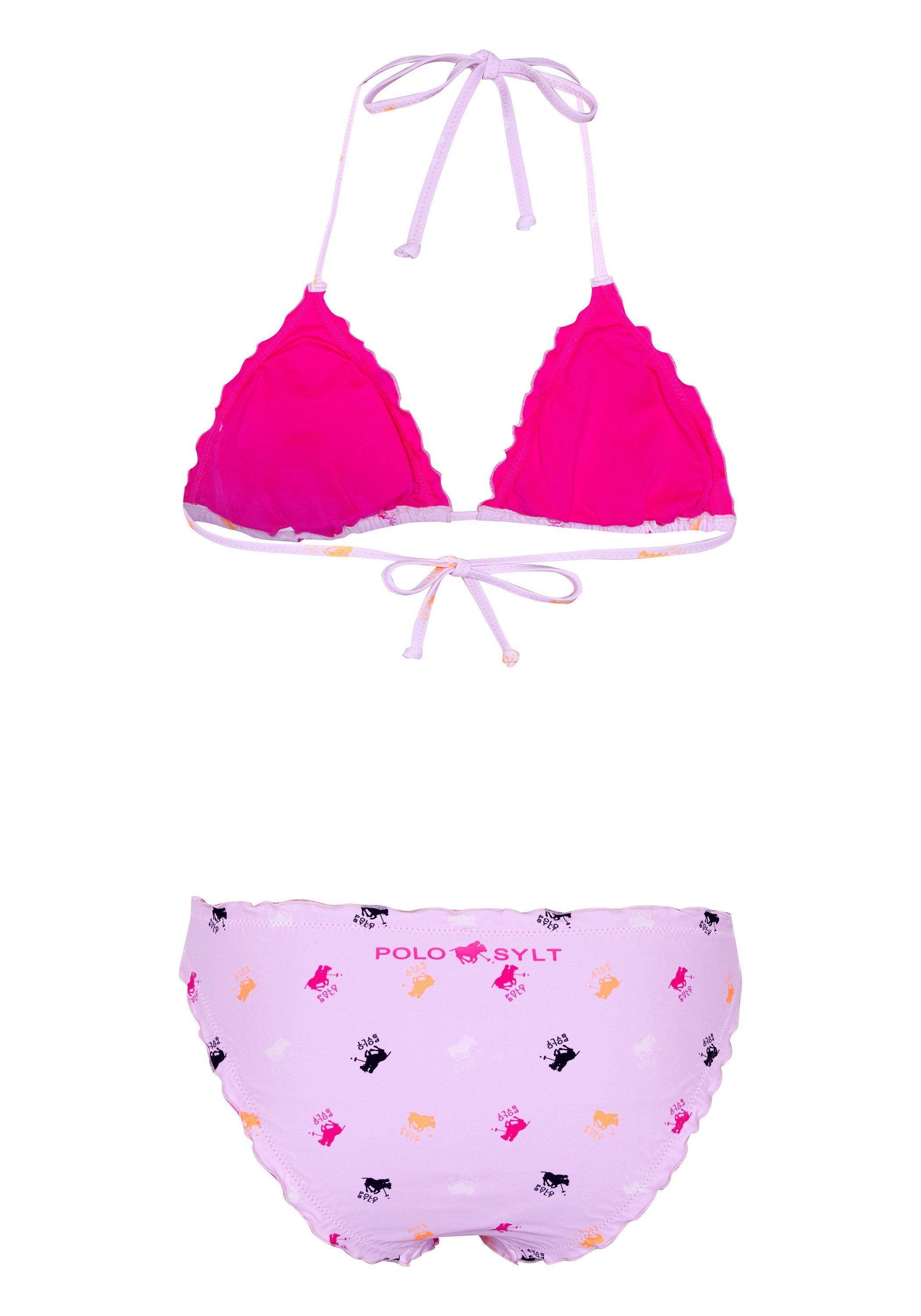 Sylt Pink/Pink Allovermuster Light (Set) mit Polo 2829 Triangel-Bikini