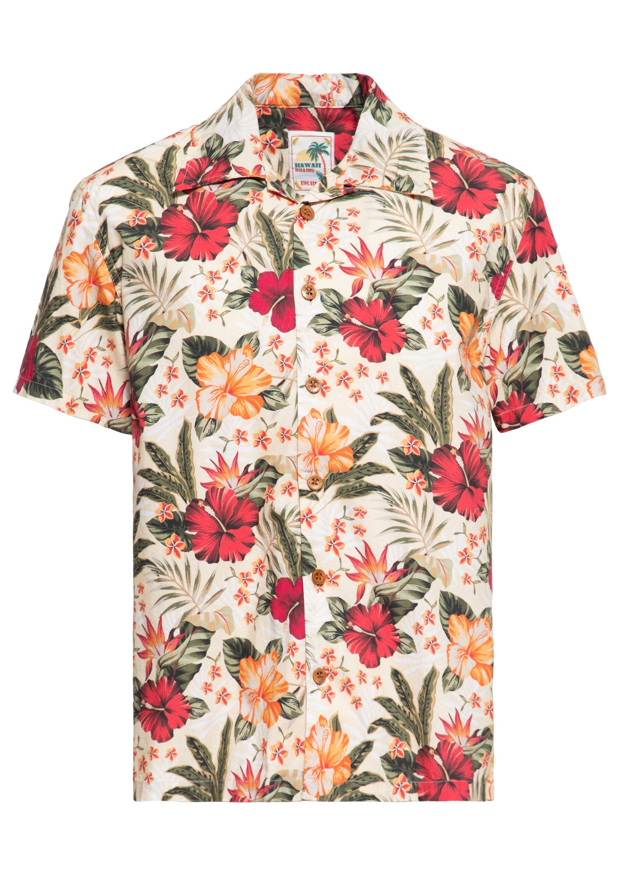 KingKerosin Kurzarmhemd mit Tropical Hawaiian Style