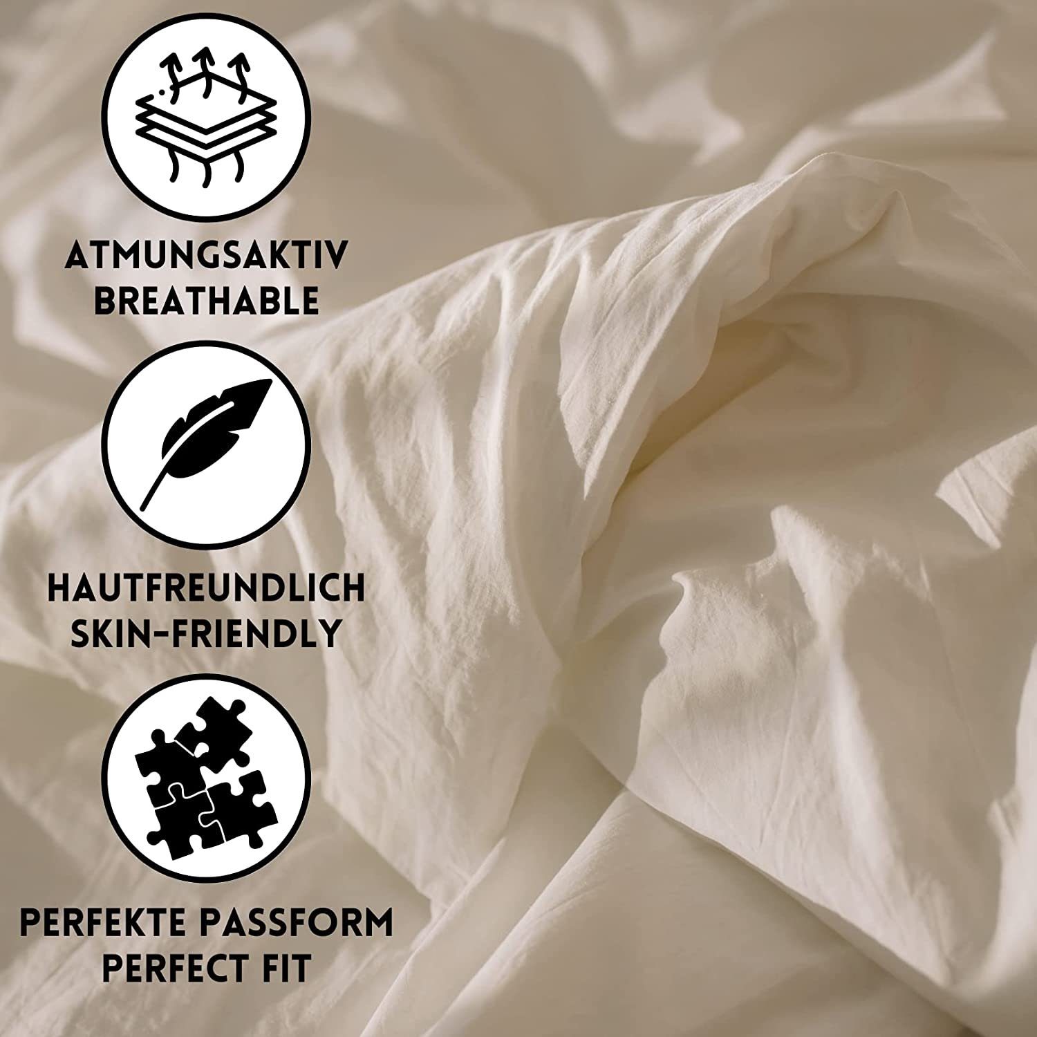 Kissen-Bezug Baumwolle Kissenhülle Weiß Premium Kissenbezug Textiles Doppelpack Hometex mit Set Reißverschluss, g/m², 2-er 160 Kissenbezüge ca. Jersey,