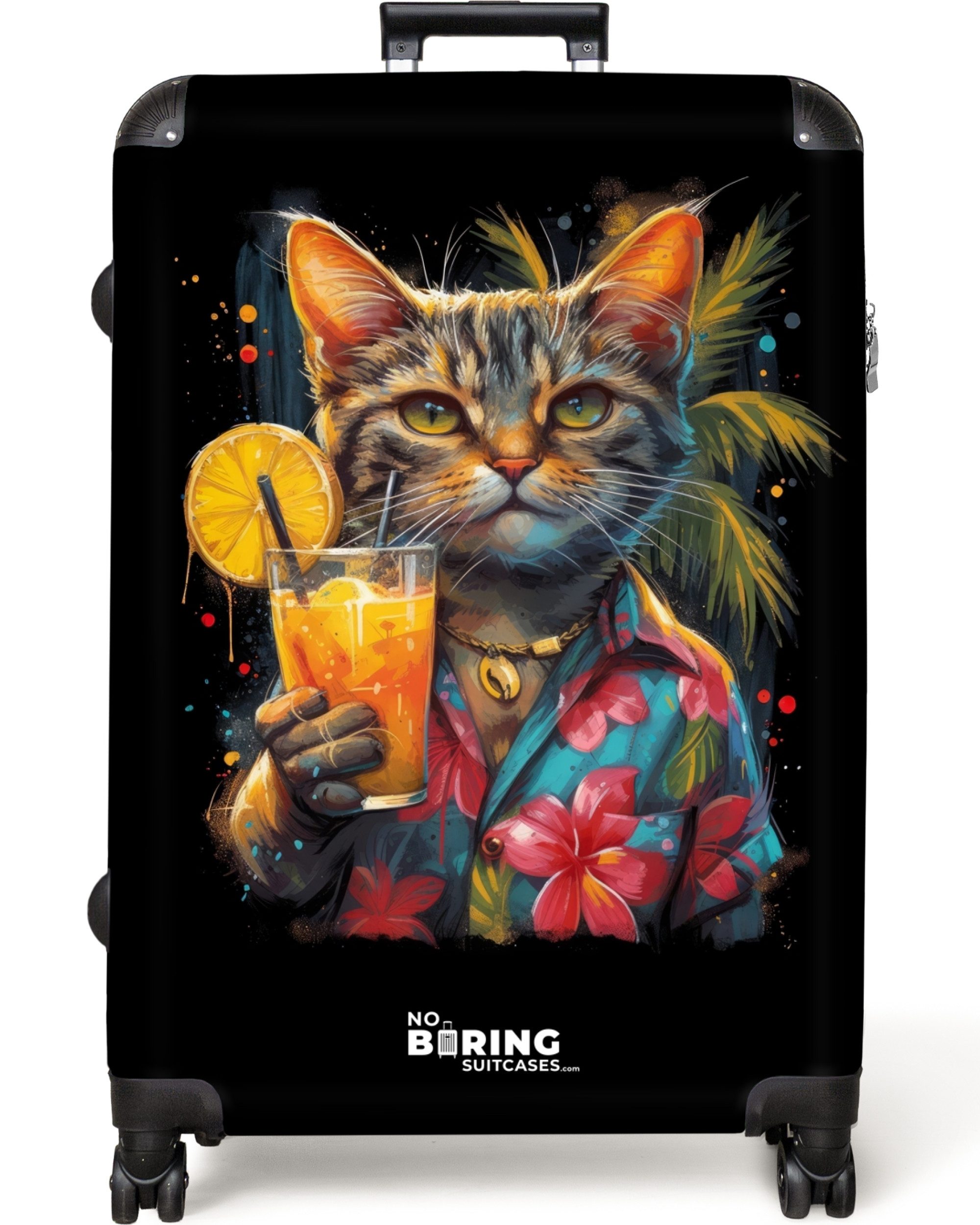 NoBoringSuitcases.com© Hartschalen-Trolley Katze im tropischen Streetart-St günstig online kaufen