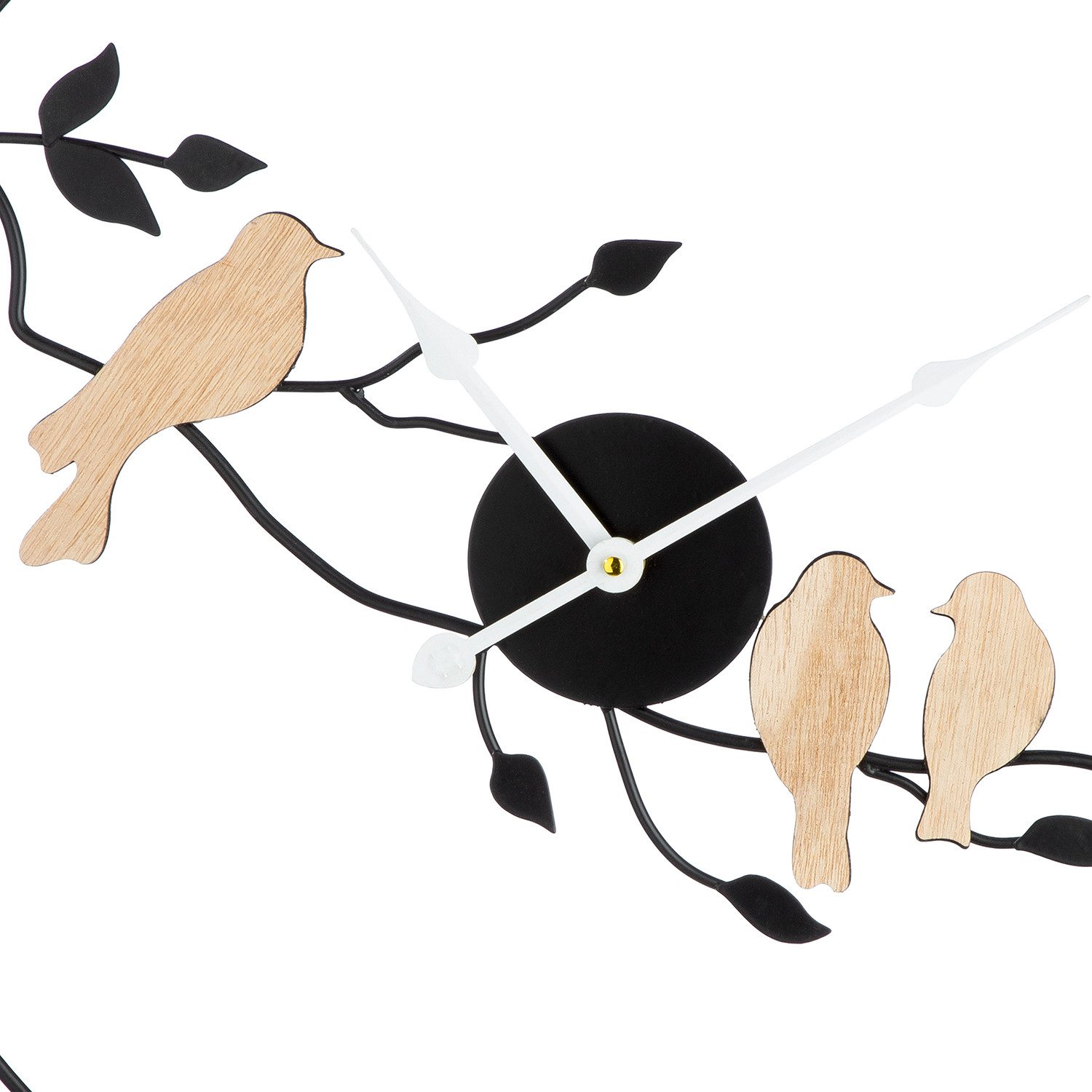 GILDE Wanduhr Wanduhr rund Vögel auf Ast schwarz H. 50 cm