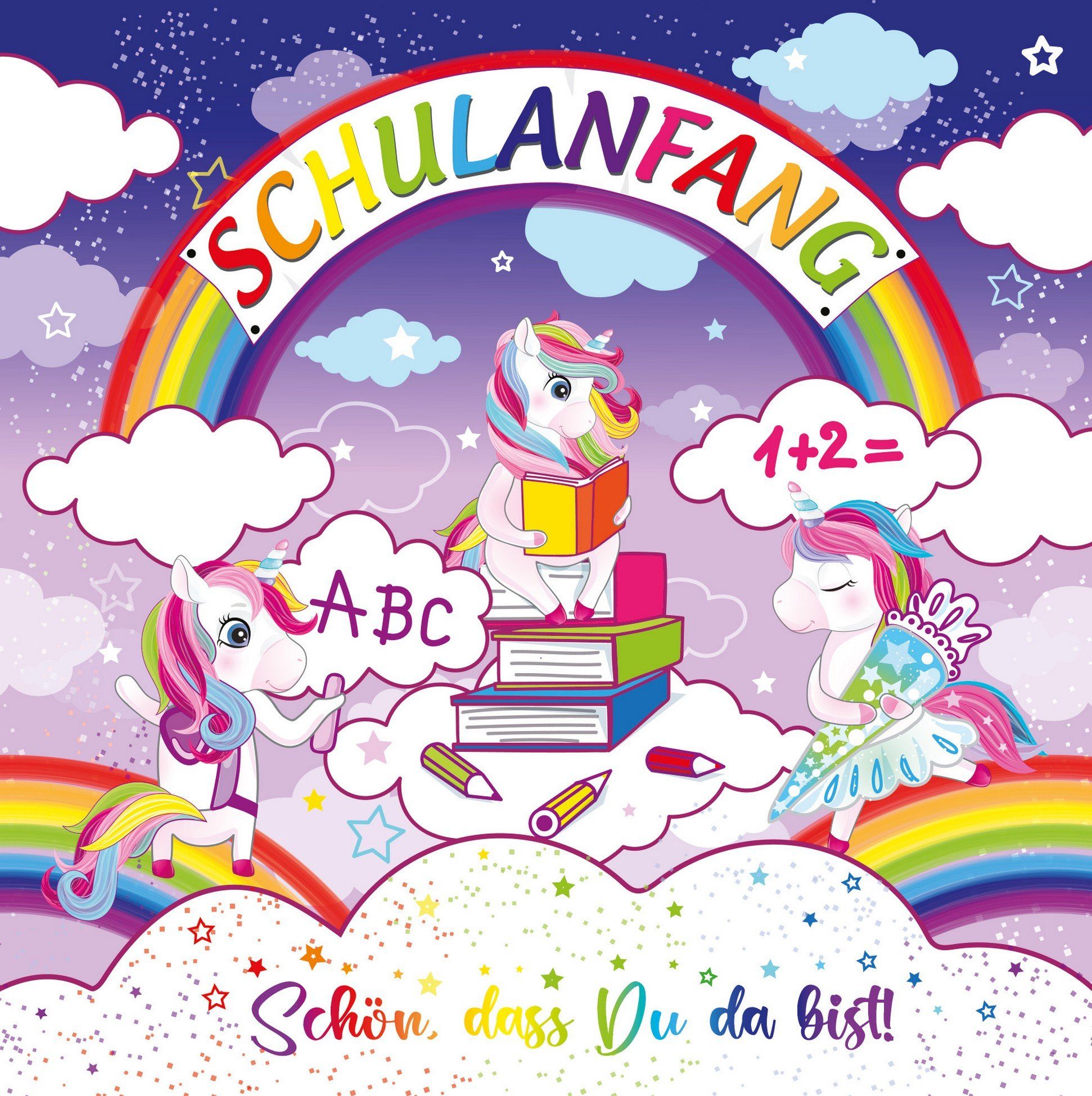 Serviettenshop Papierserviette 20 Servietten Einhorn zum Schulanfang 33x33cm, (20 St)