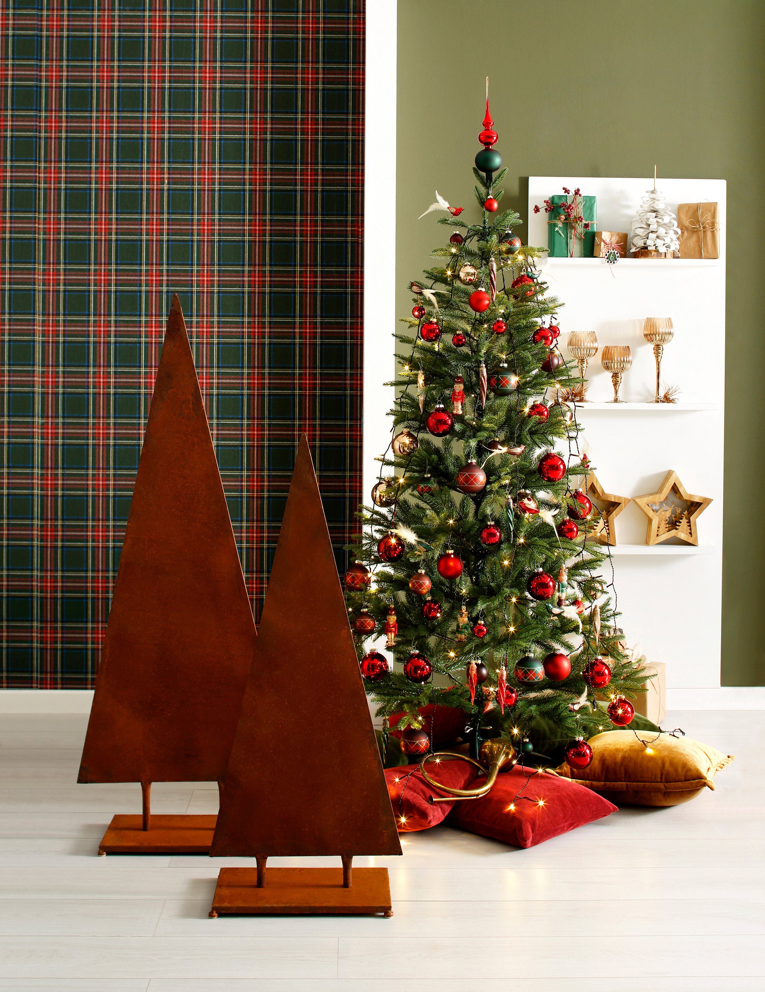 Maddox, my Timer aussen, home Christbaumschmuck, Weihnachtsdeko LED-Baummantel Baumvorhang, mit