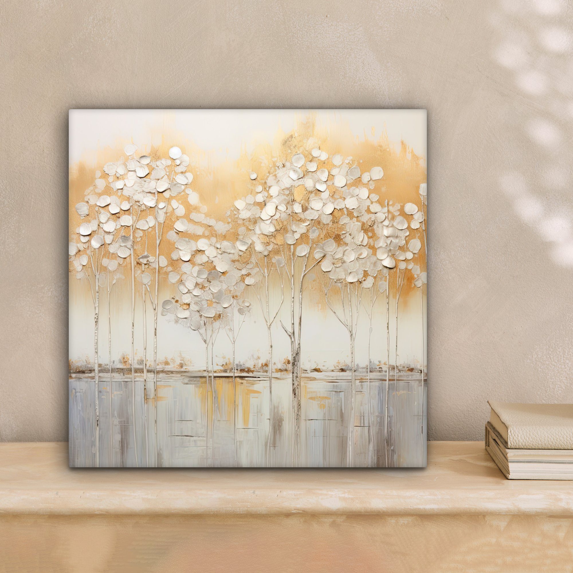 OneMillionCanvasses® Leinwandbild Bäume - Kunst - Acryl - Natur, Fotodruck (1 St), Wandbild, Deko Schlafzimmer Wohnzimmer Flur 20x20 cm